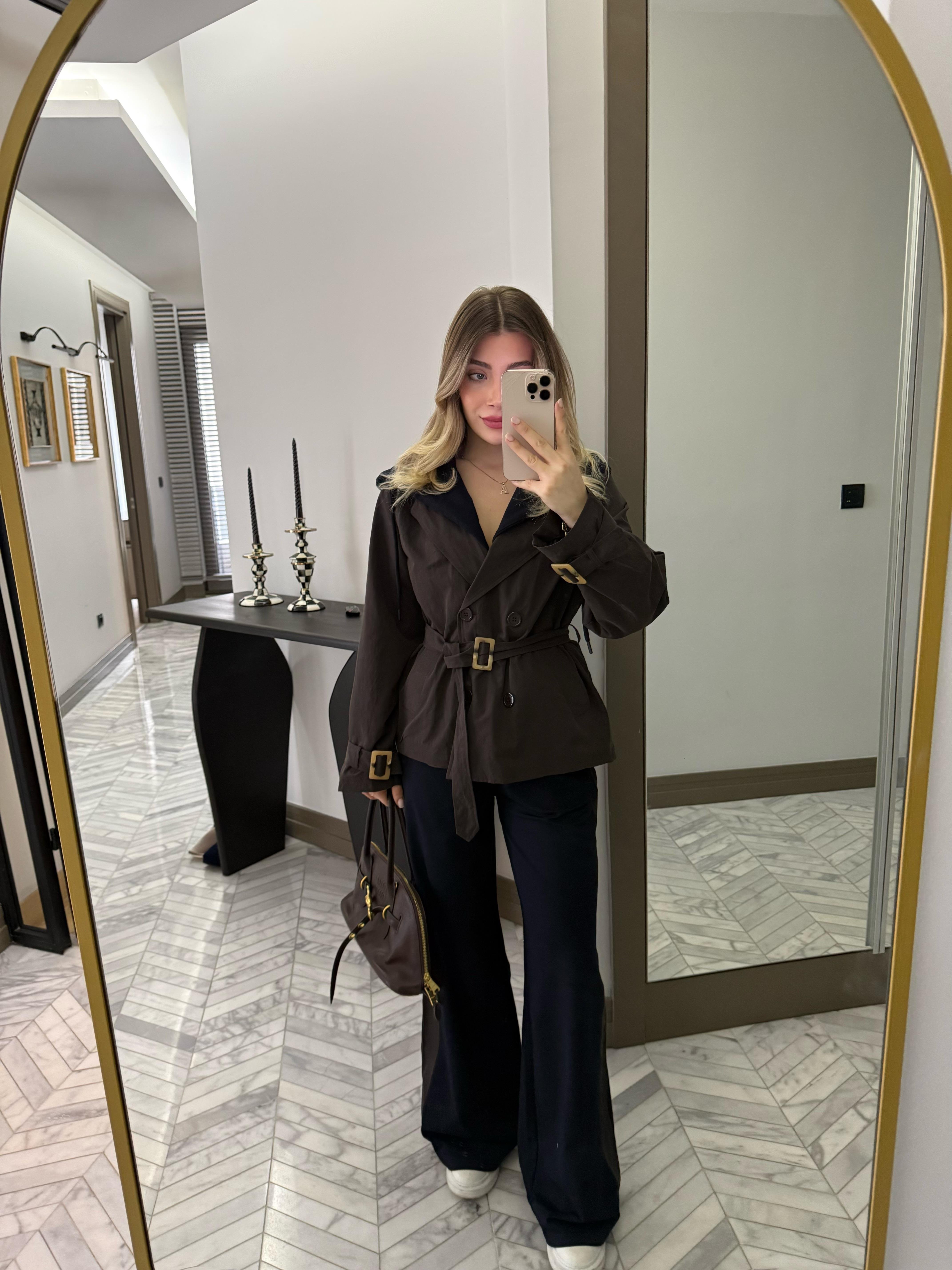 Kahve-Lacivert Trençli Takım-36984