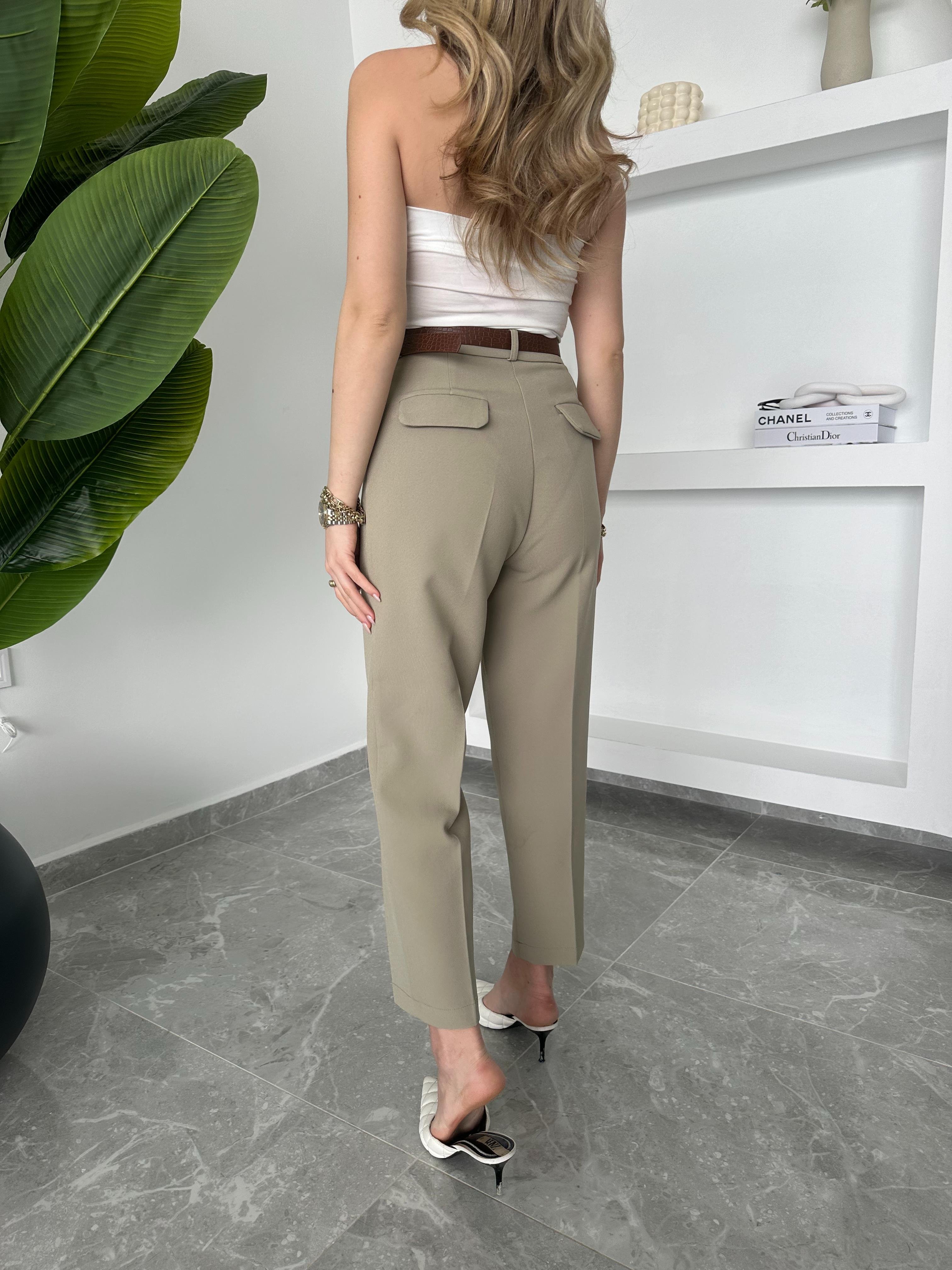 Kemerli Yeşil Pantolon-50938