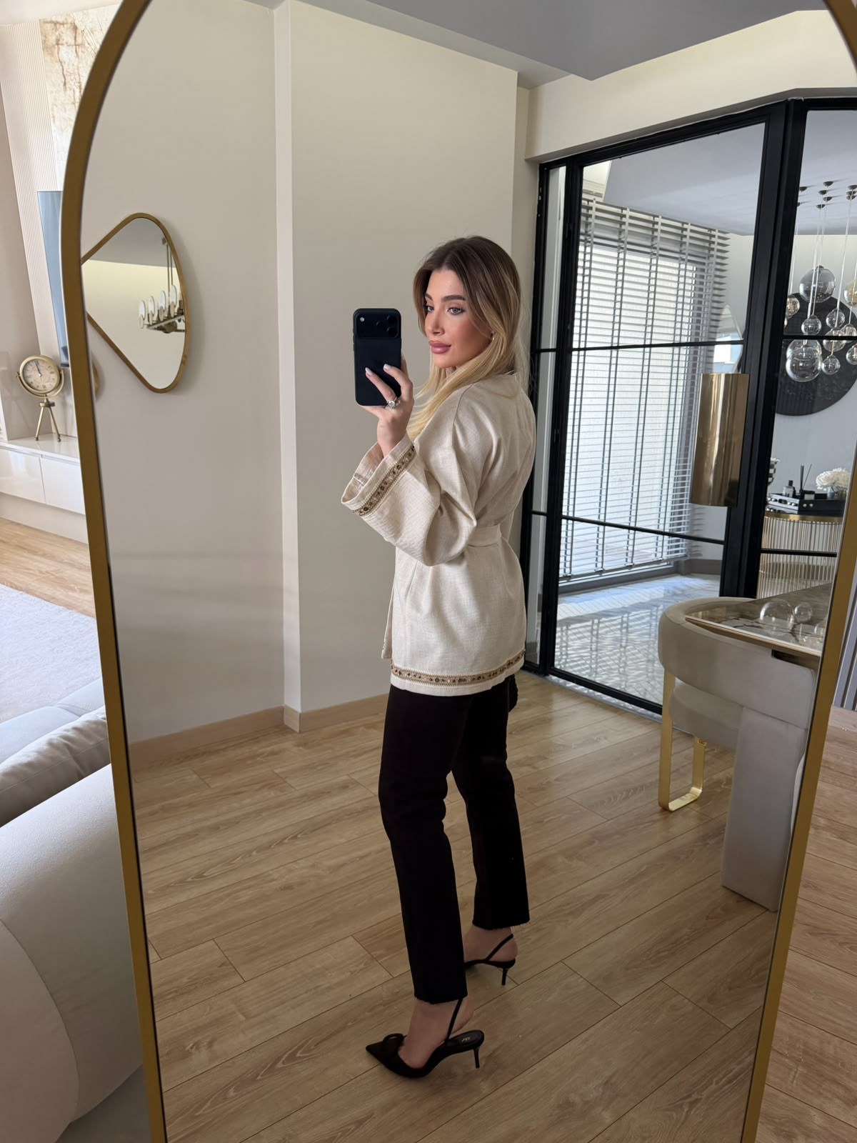 Keten İşlemeli Natural Kimono - 2239