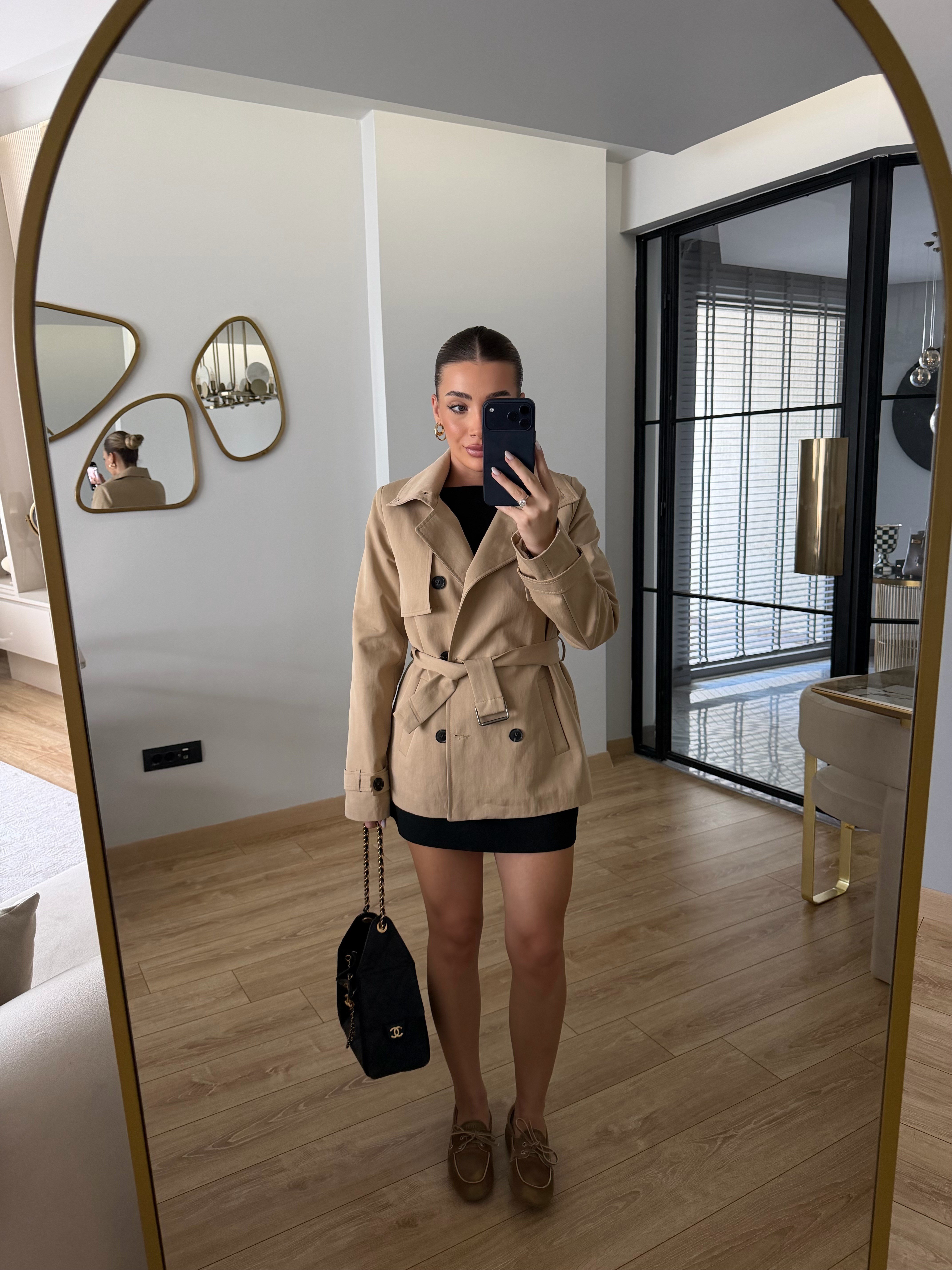 Kiara Camel Kemerli Trençkot