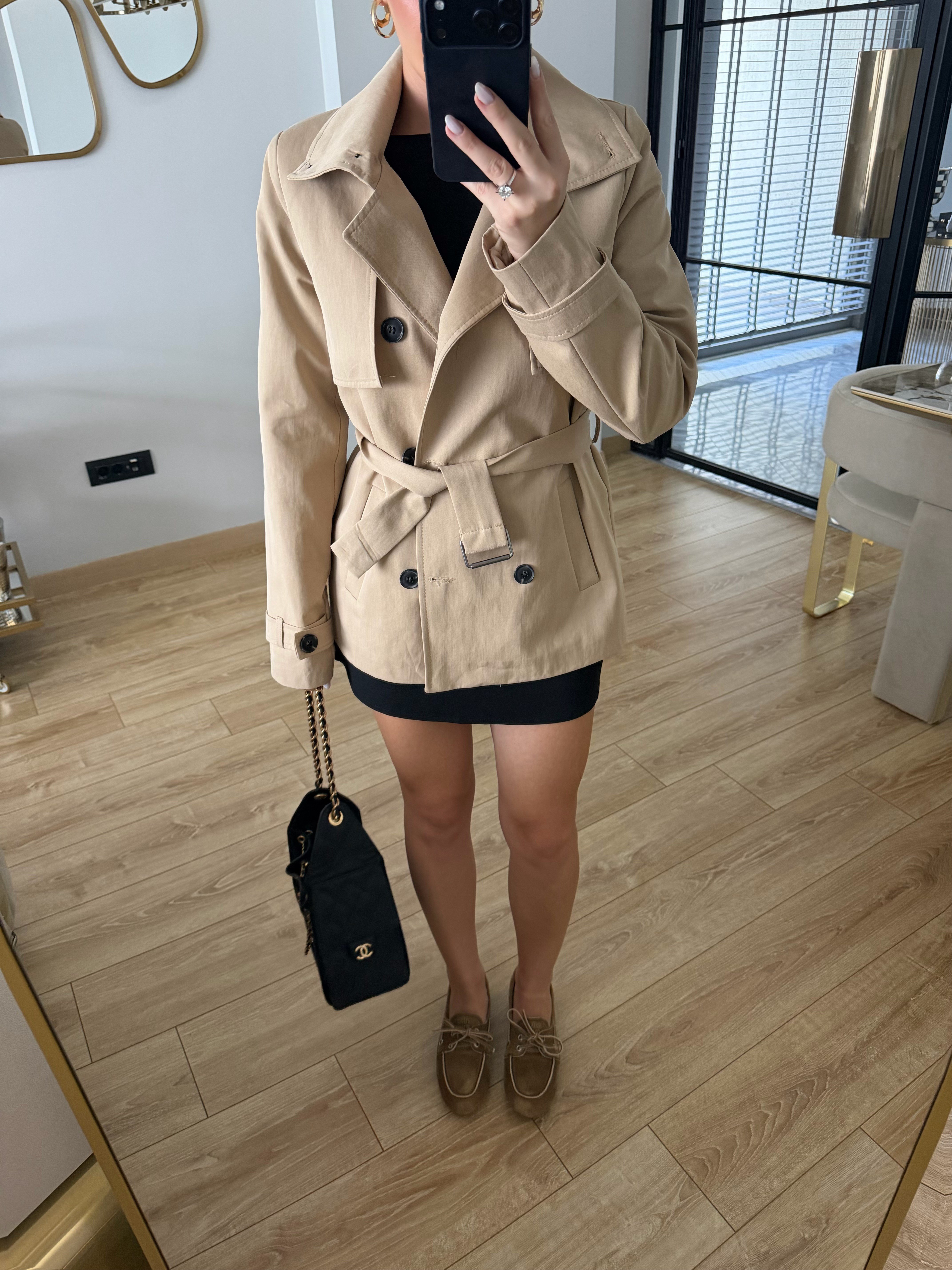 Kiara Camel Kemerli Trençkot