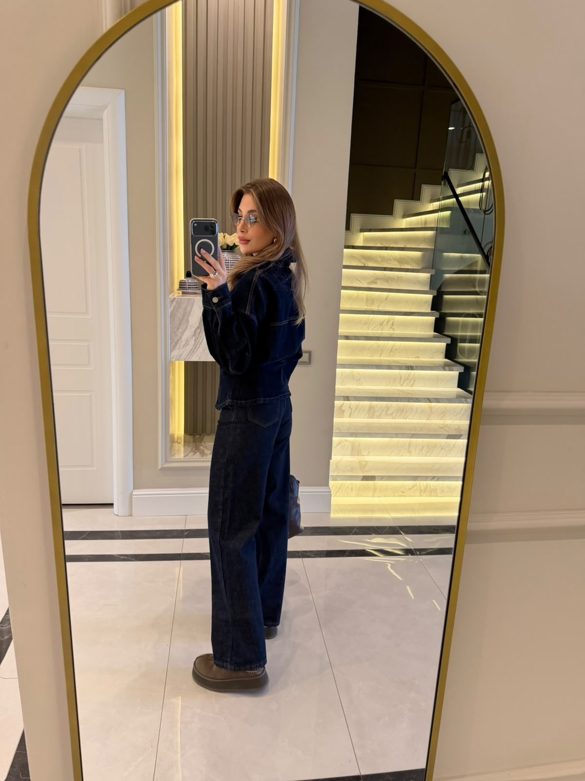 Koyu Lacivert Belden Oturan Denim Takım
