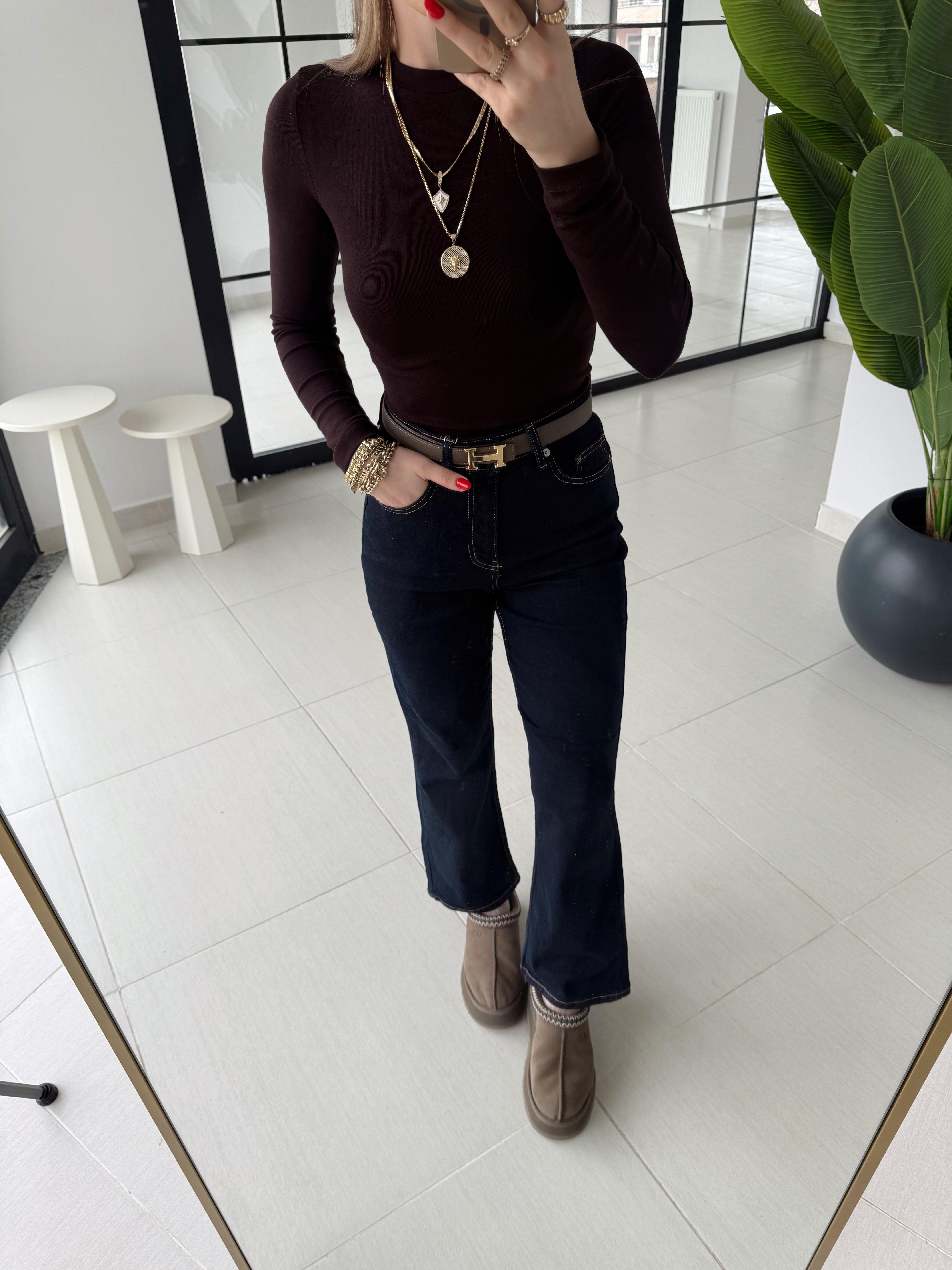 Koyu Lacivert  Orjinal Marka CS Etiketli Mini  Flared Jean