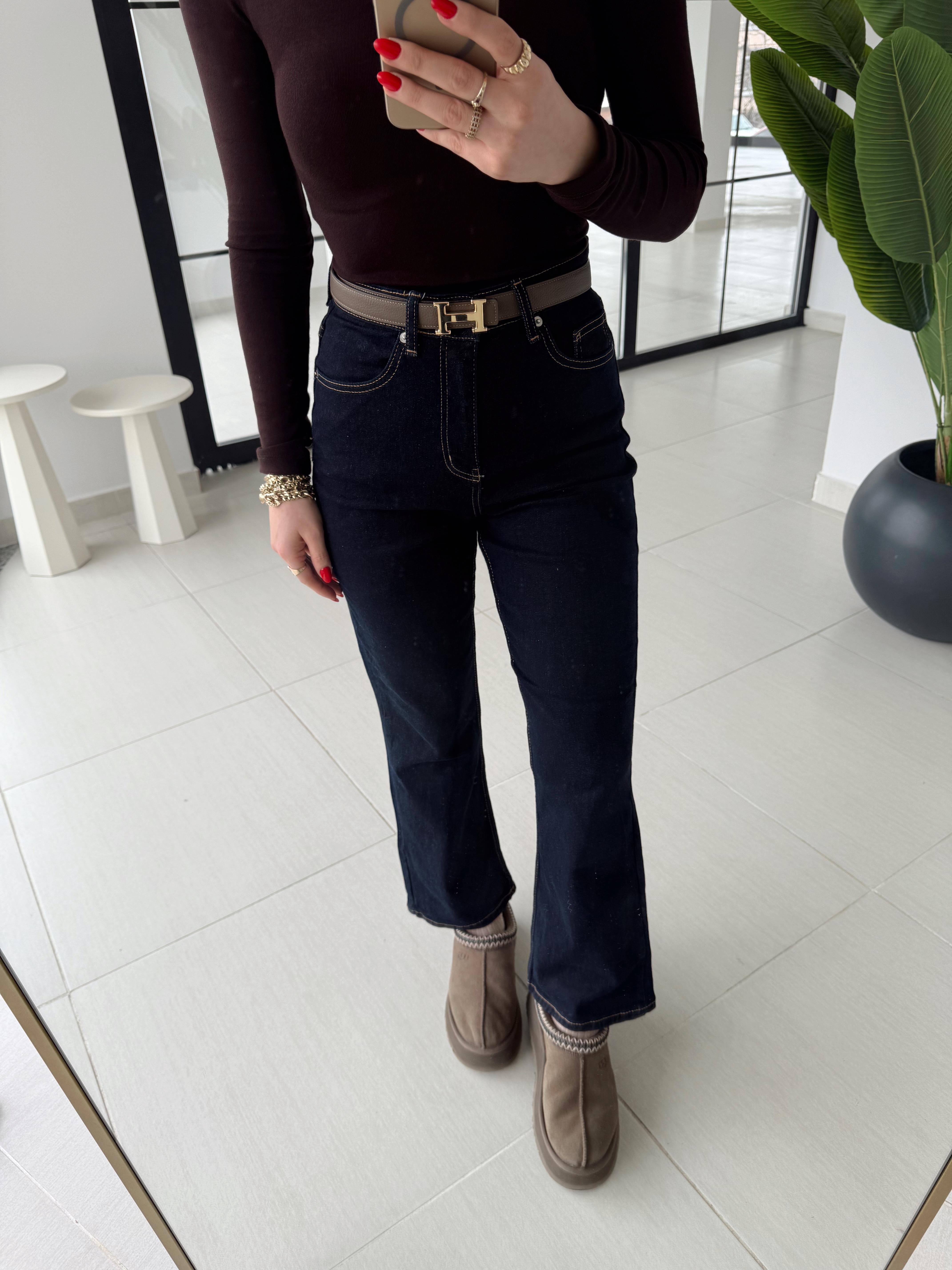 Koyu Lacivert  Orjinal Marka CS Etiketli Mini  Flared Jean