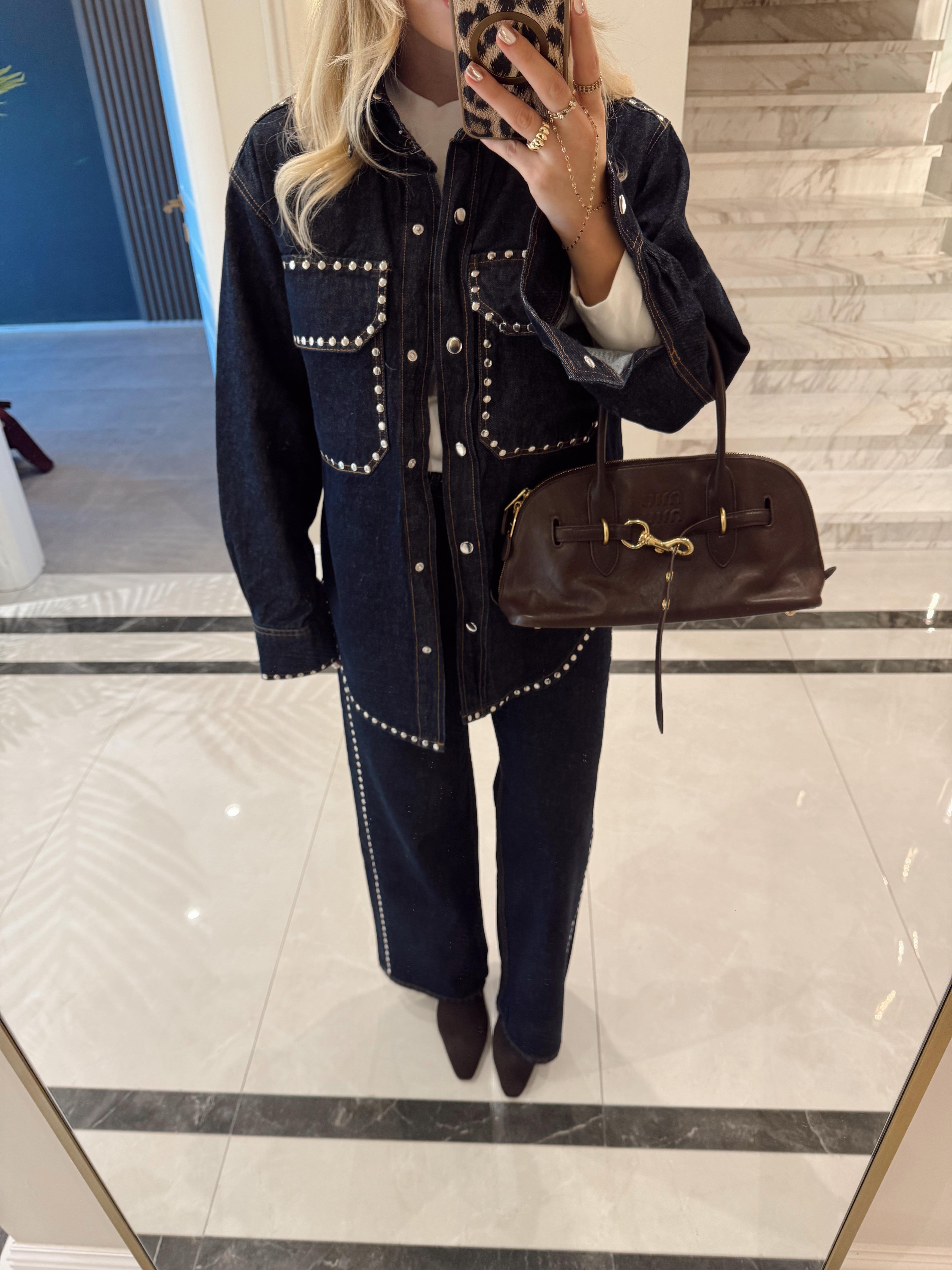 Koyu Mavi Droplu Denim Takım-0622