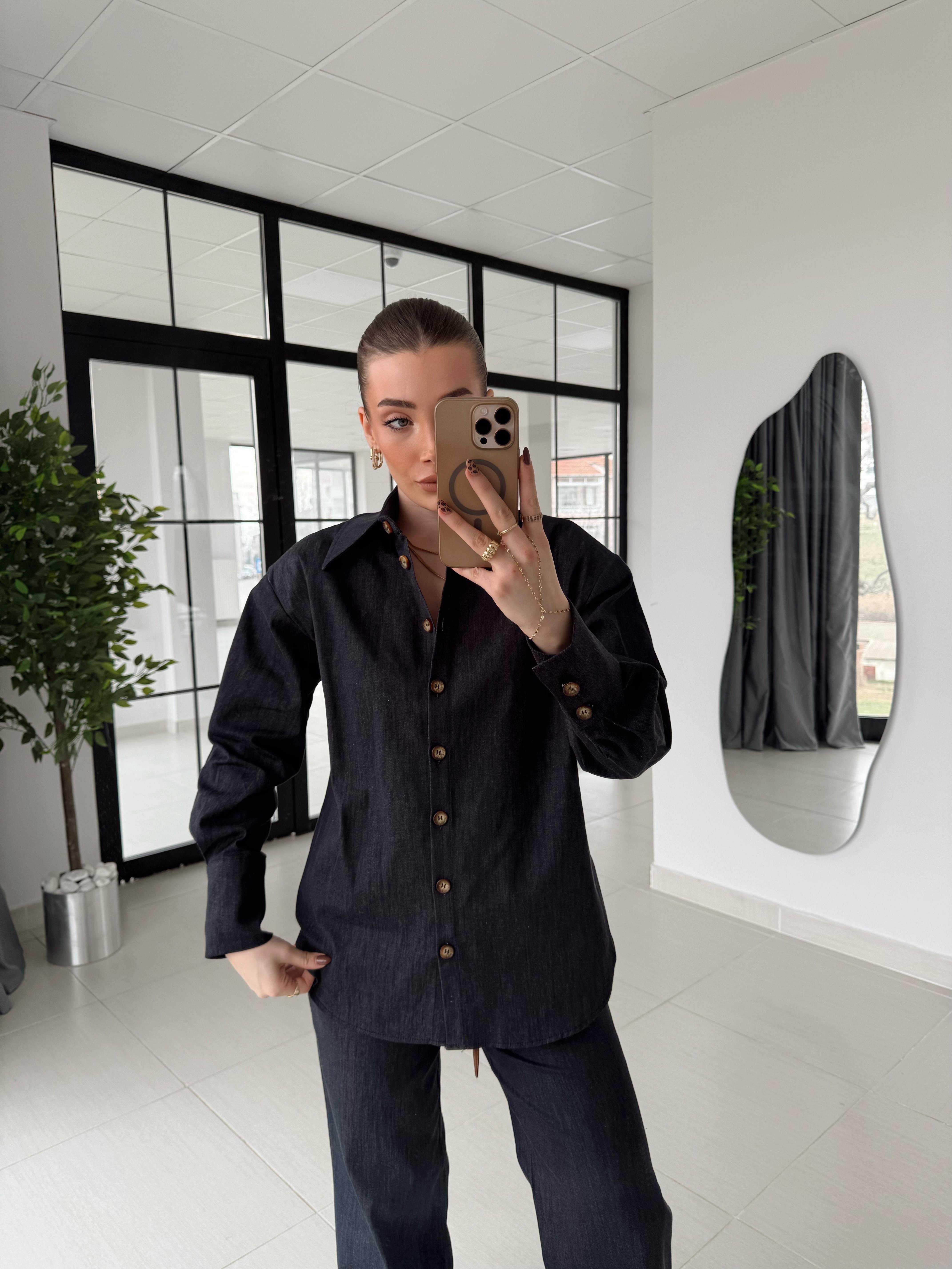 Lacivert Bonn Gömlek-Pantolon Denim Takım