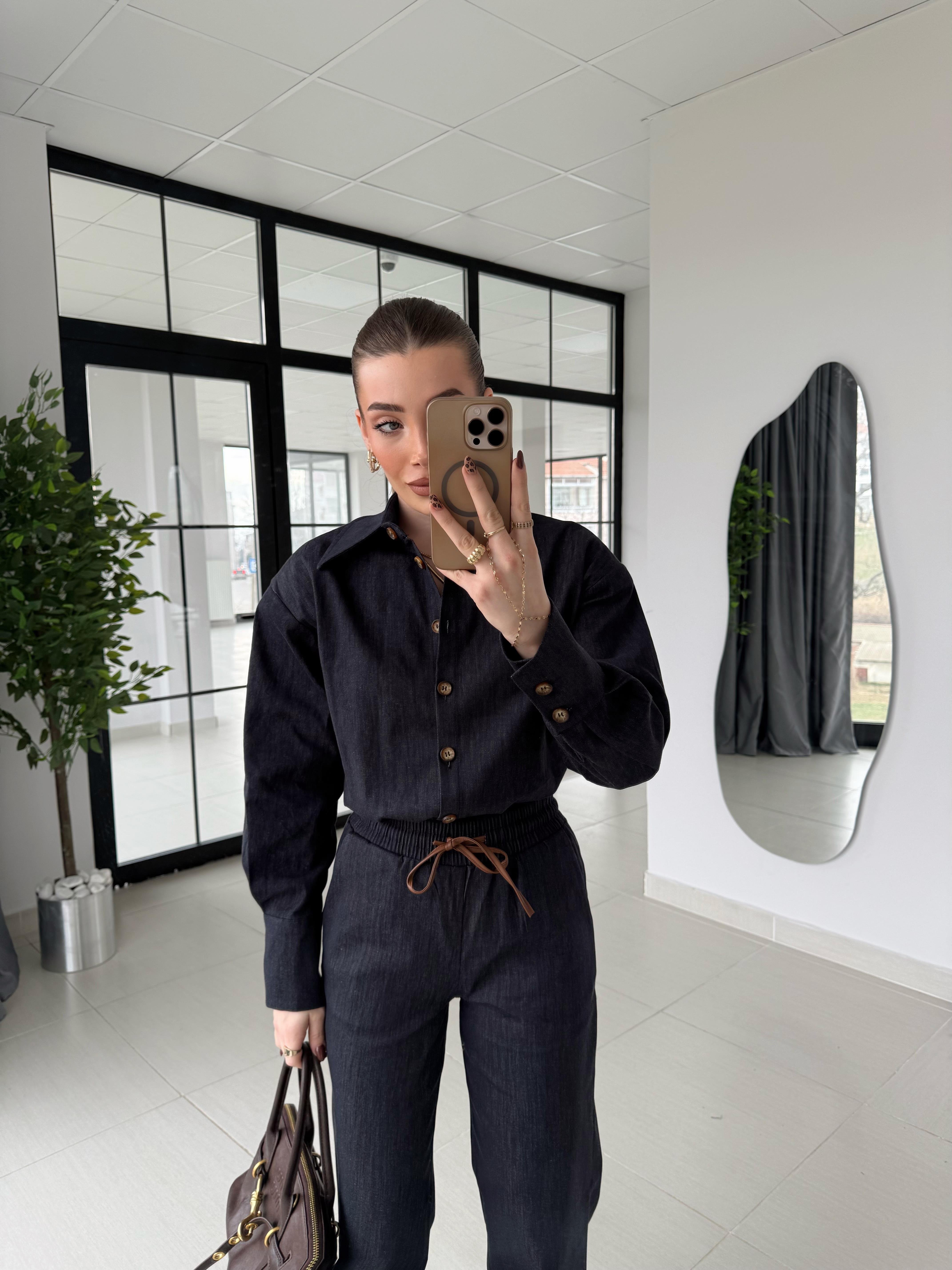 Lacivert Bonn Gömlek-Pantolon Denim Takım