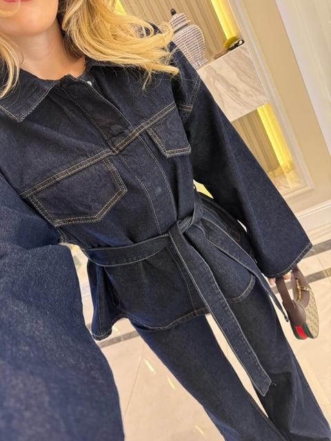 Lacivert Cepli Kuşaklı Denim Takım