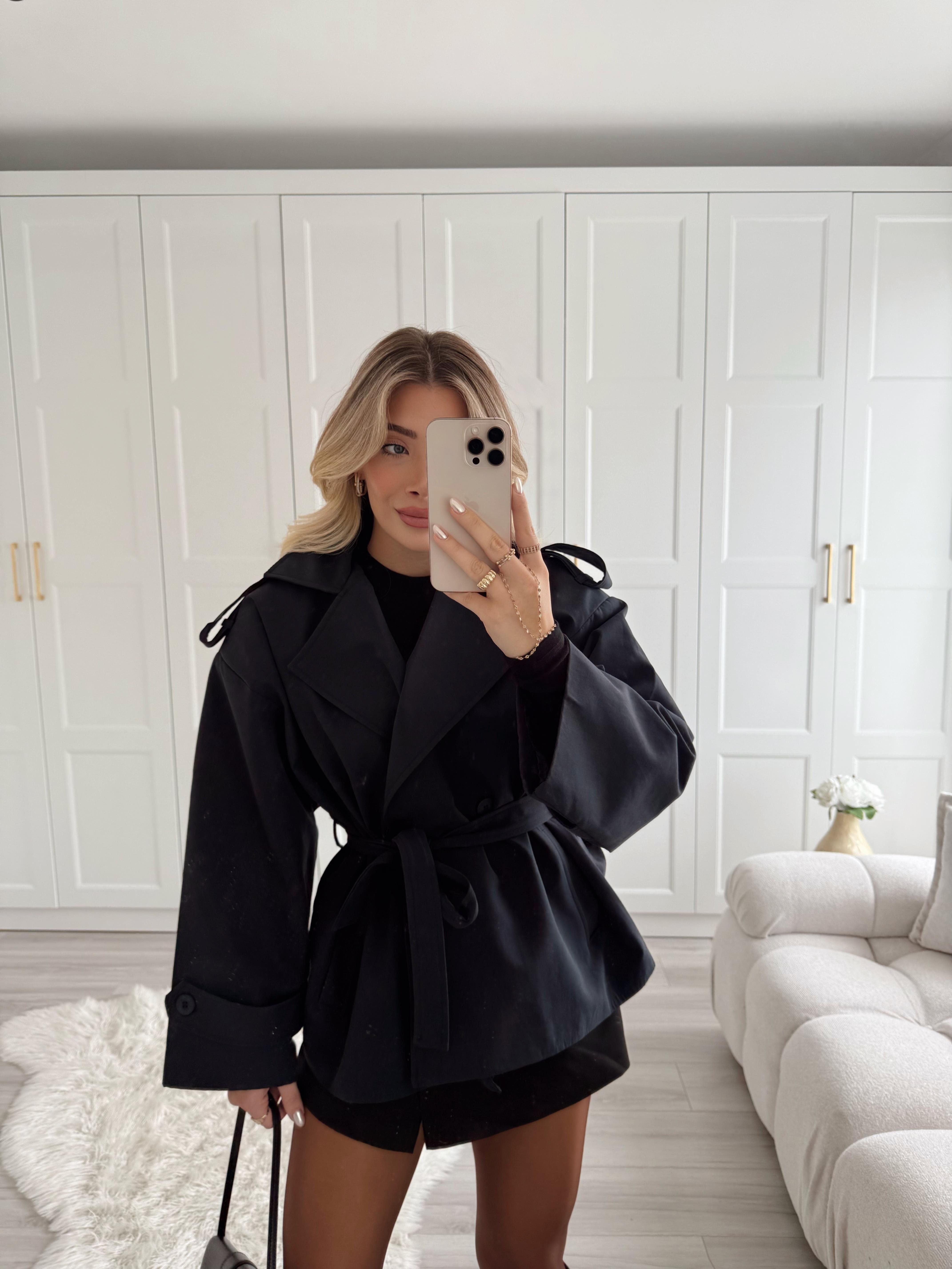Lacivert Kısa Trenç -9609