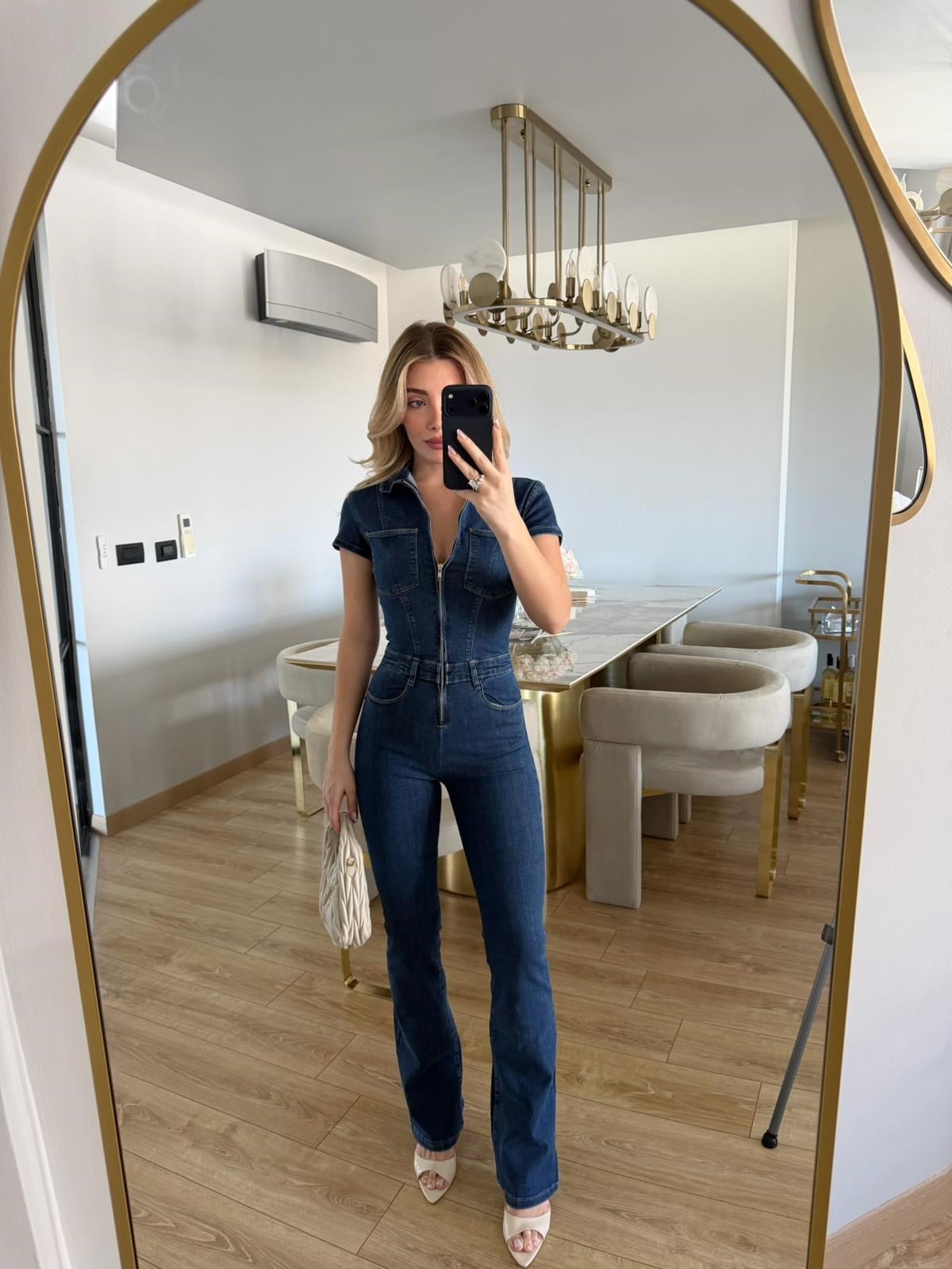 Lacivert Pensli Denim Tulum