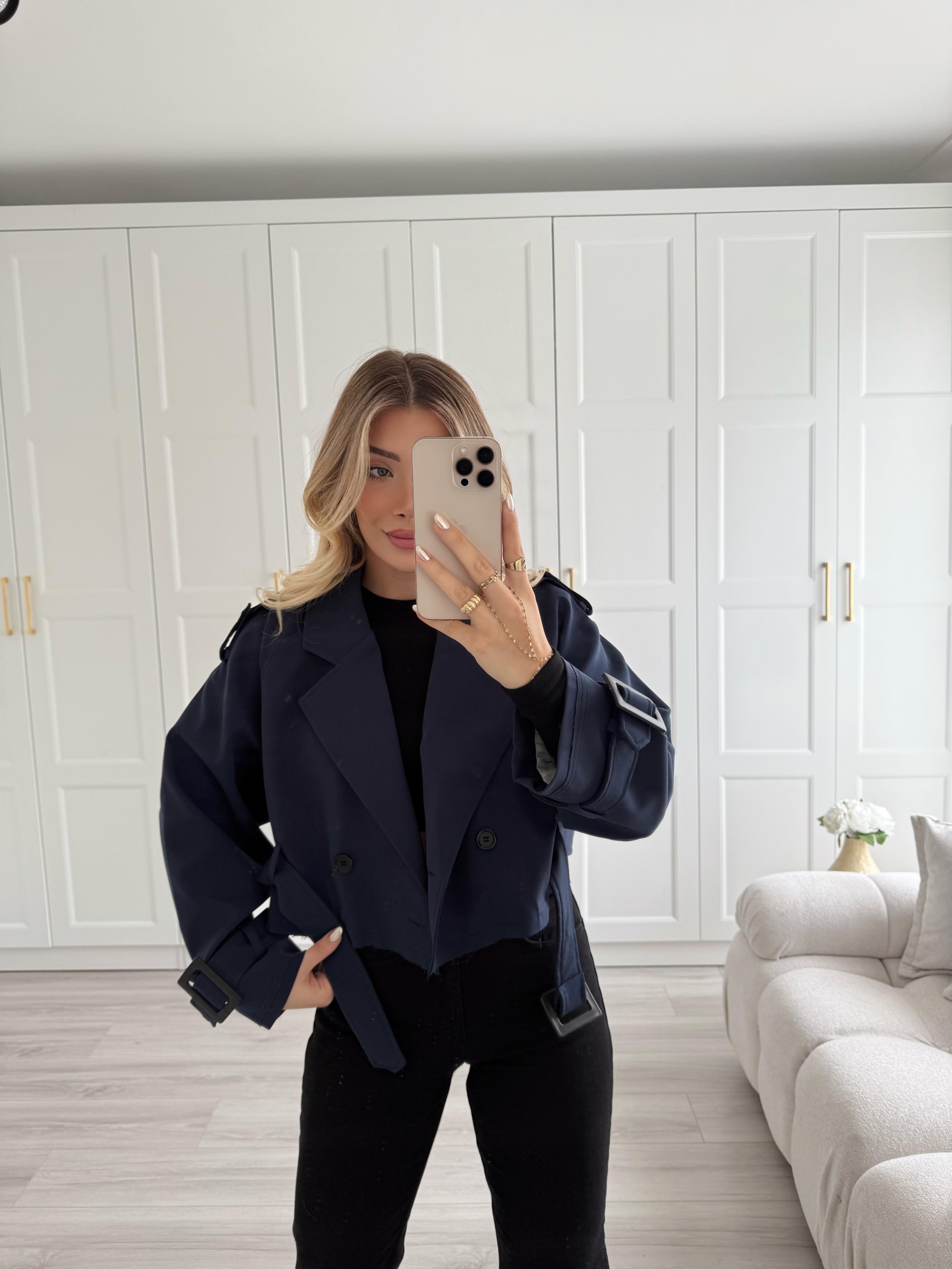 Lacivert Reglan Kısa Ceket-9306