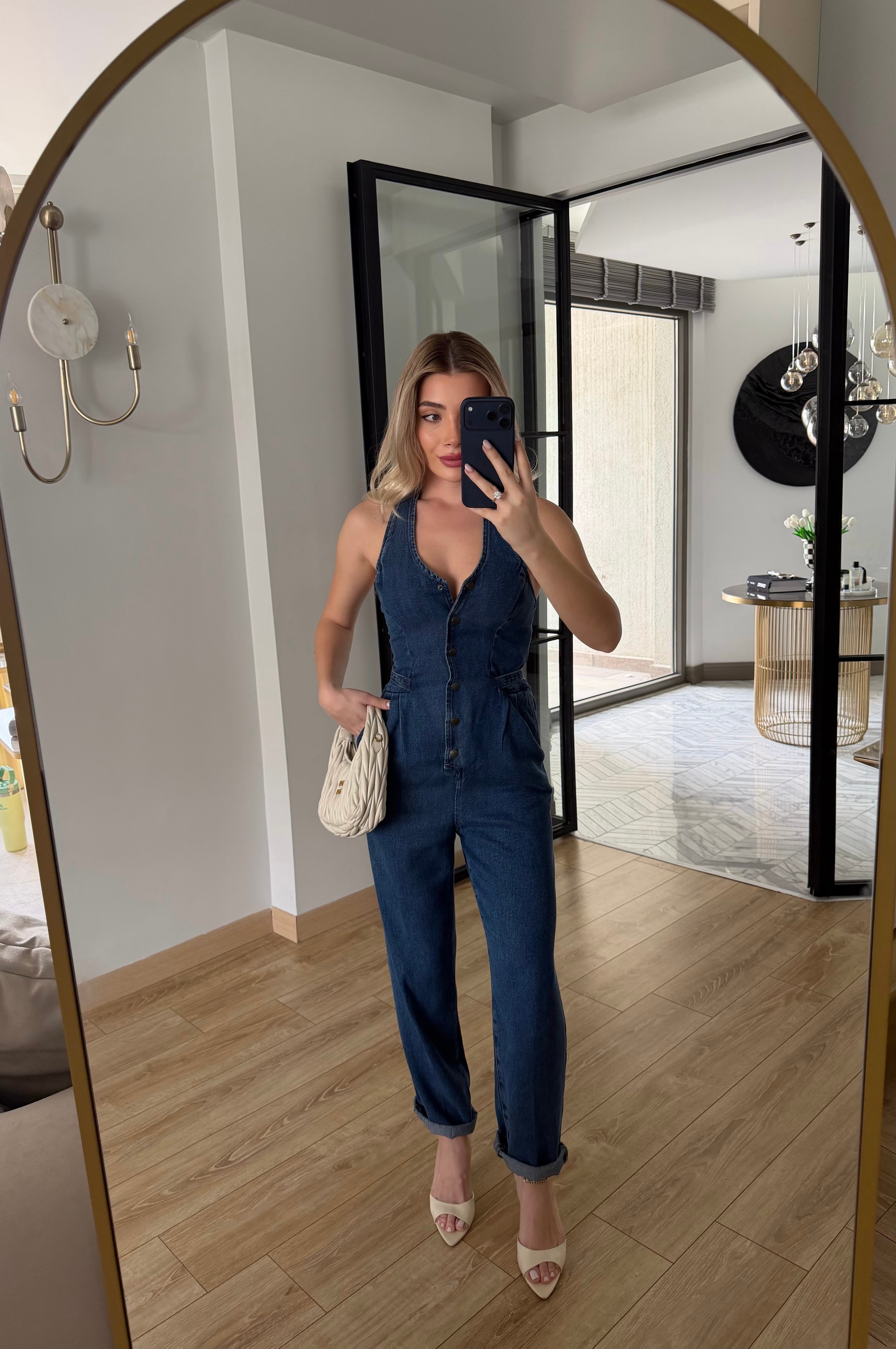 Lacivert Tensel Denim Tulum 
