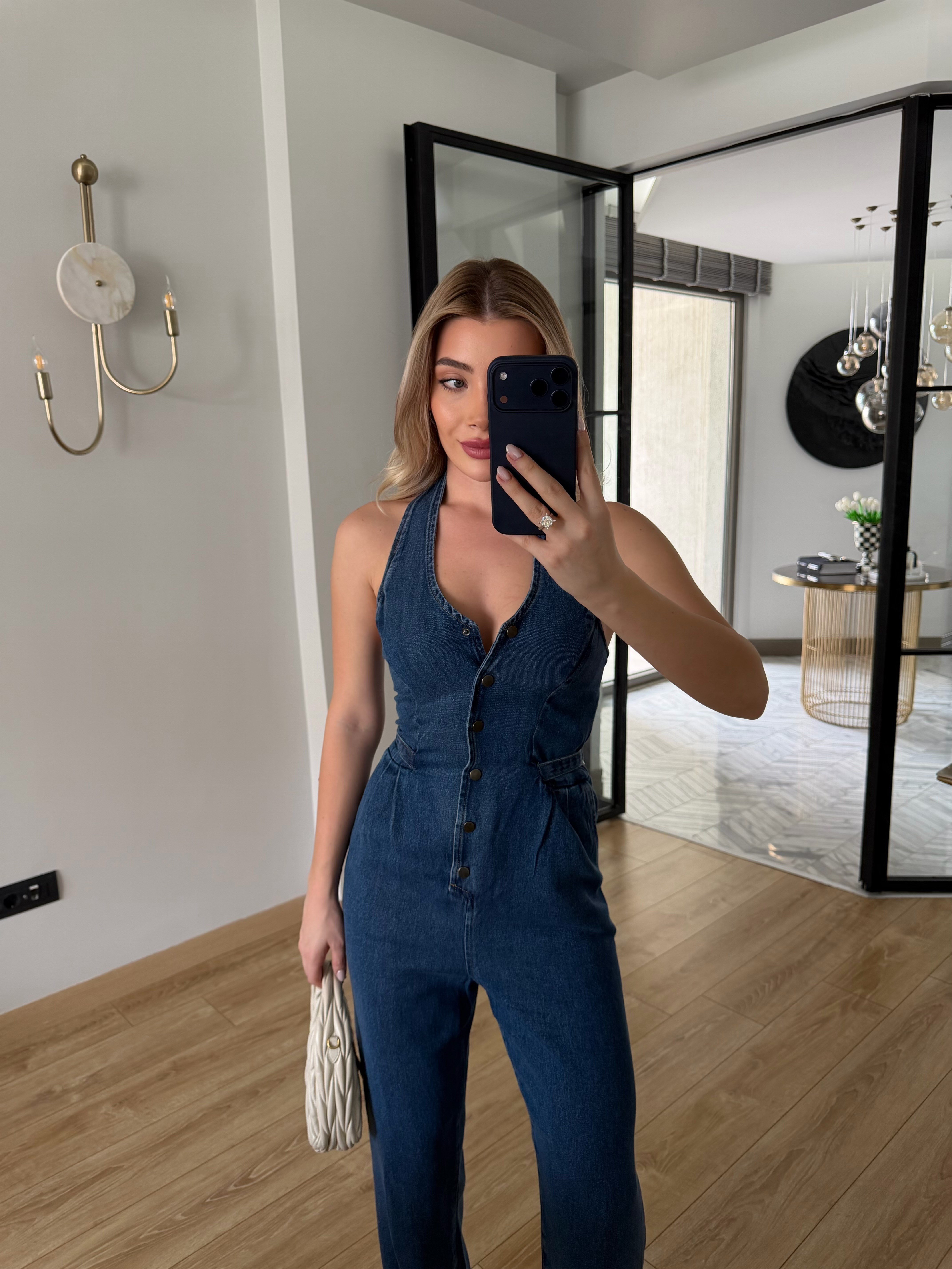 Lacivert Tensel Denim Tulum 