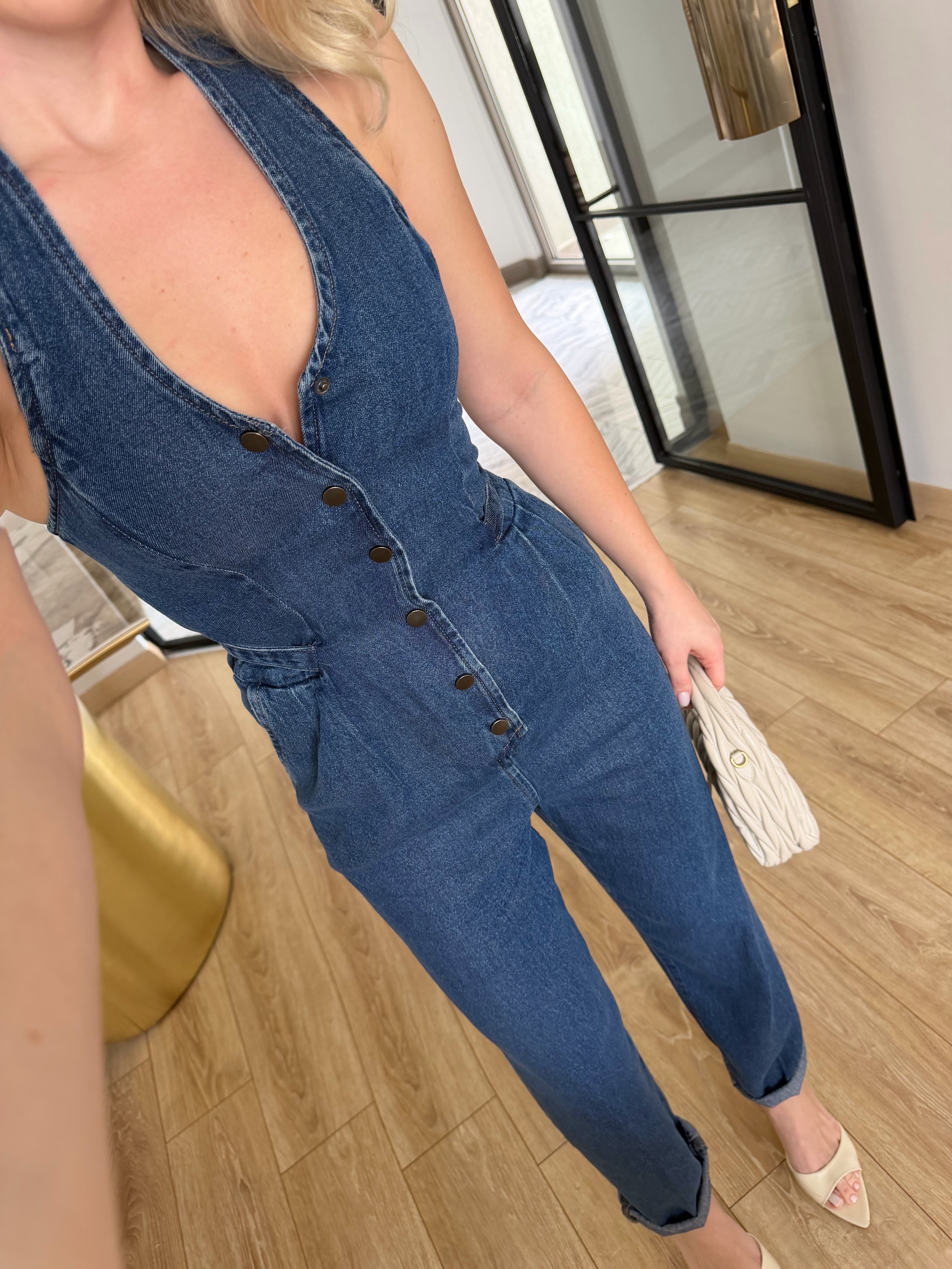 Lacivert Tensel Denim Tulum 