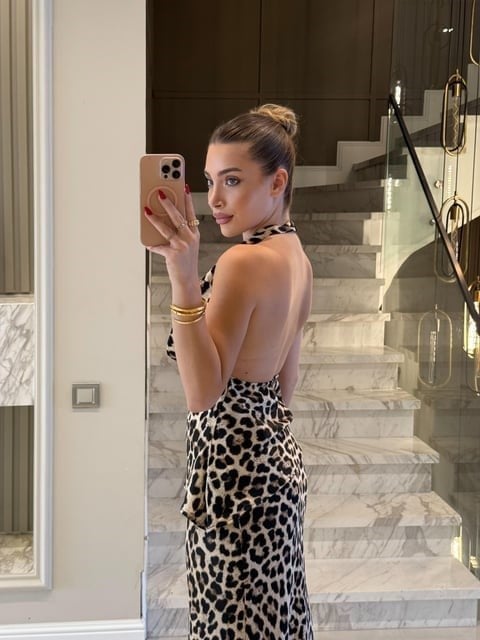 Leopar Desenli Etek - Bluz Takım