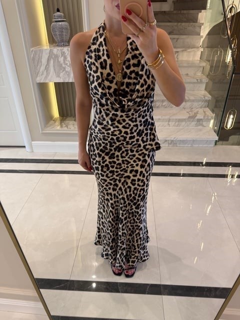 Leopar Desenli Etek - Bluz Takım