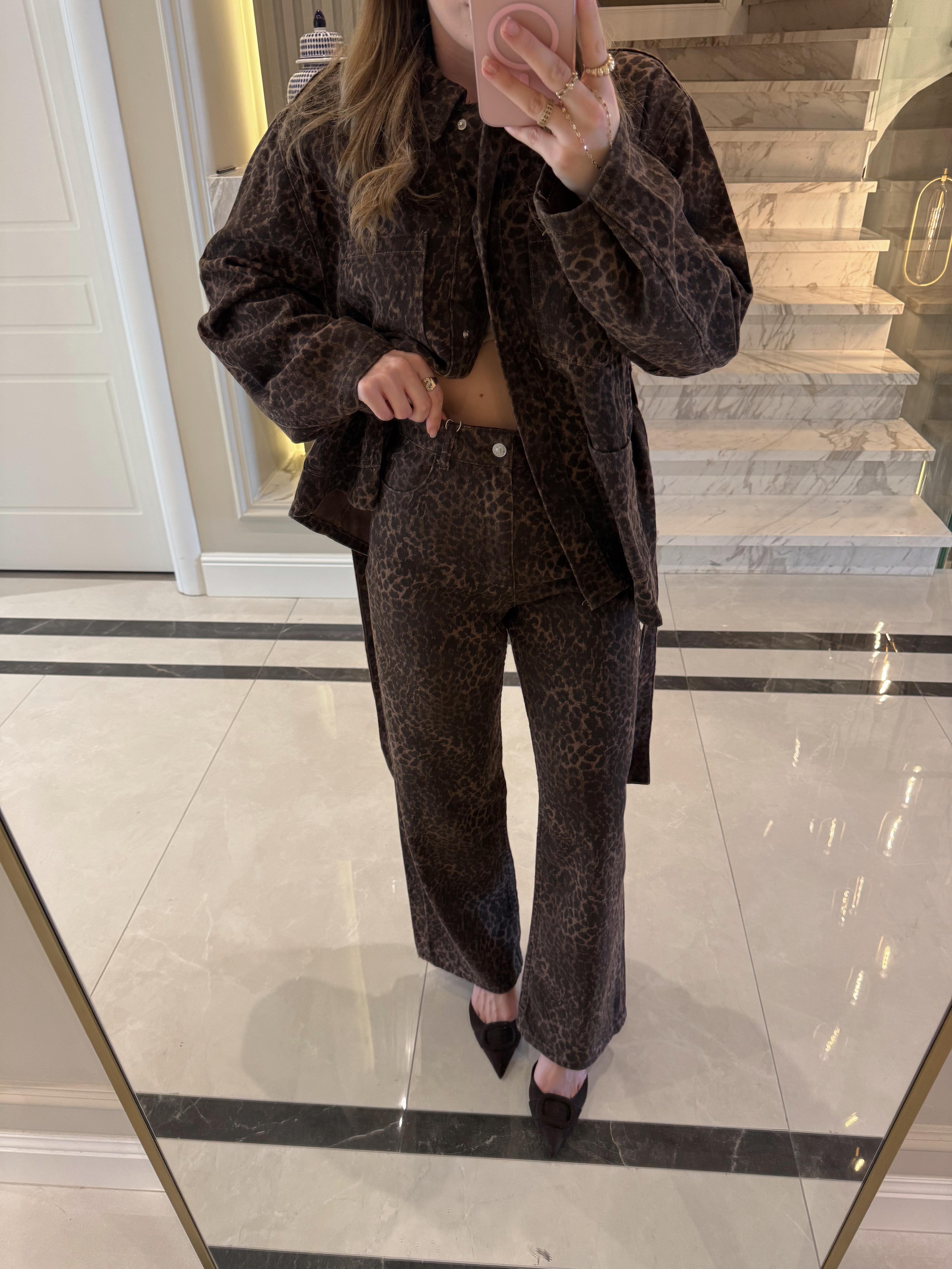 Leopar Desenli Özel Seri Gabardin Pantolon