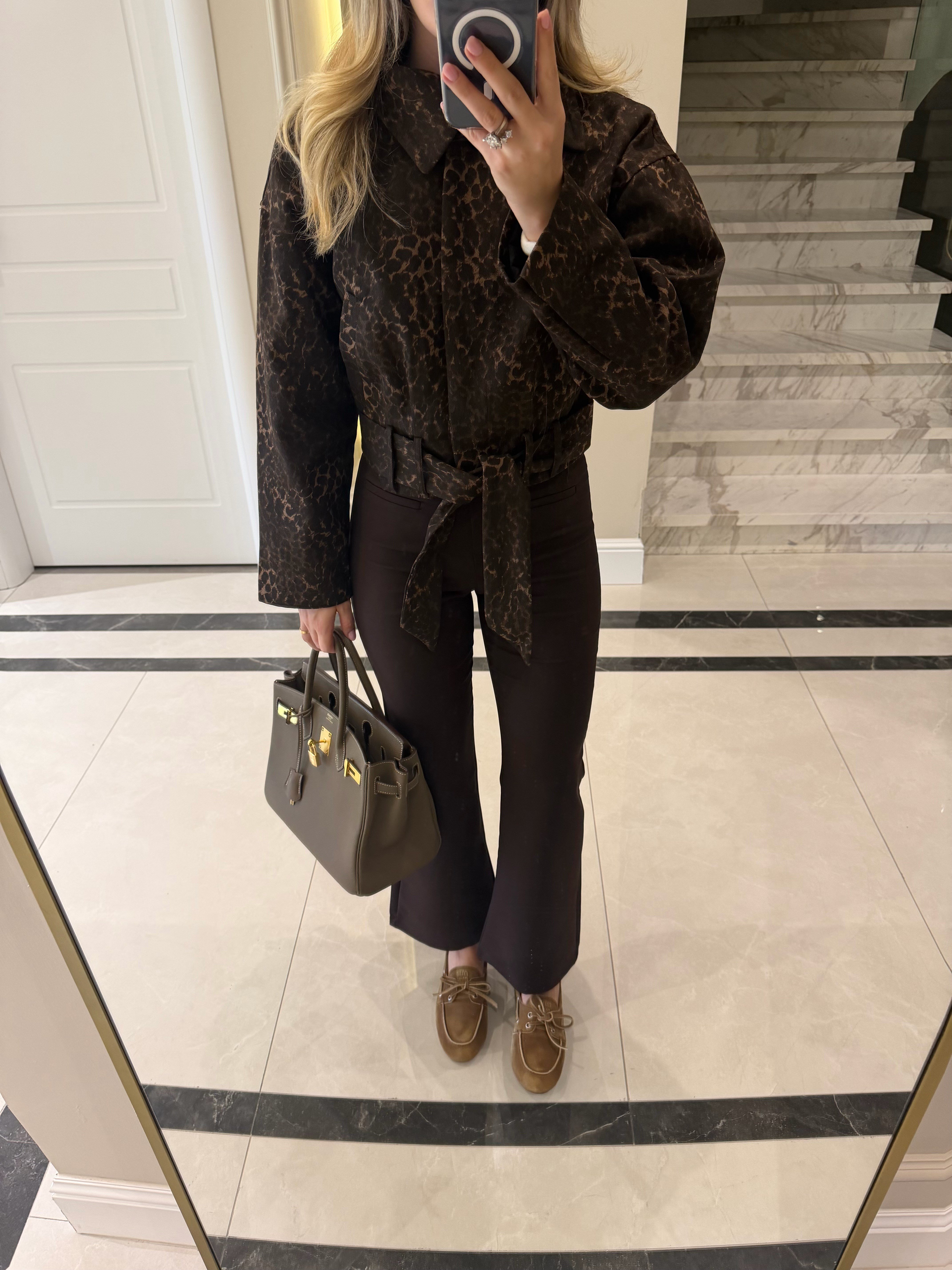 Leopar Gabardin Ceket - 1436