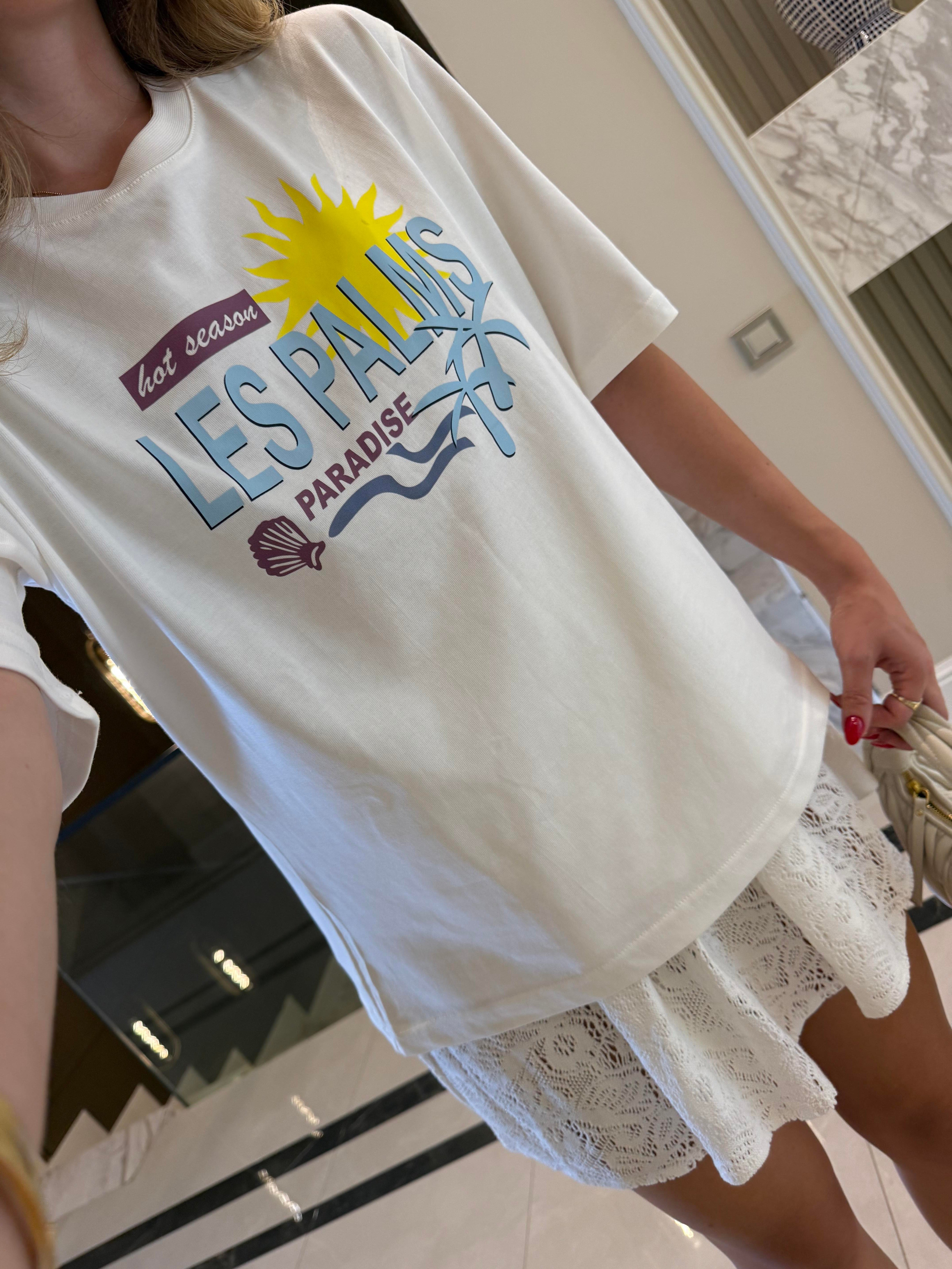 Les Palms Baskılı Basic Tişört