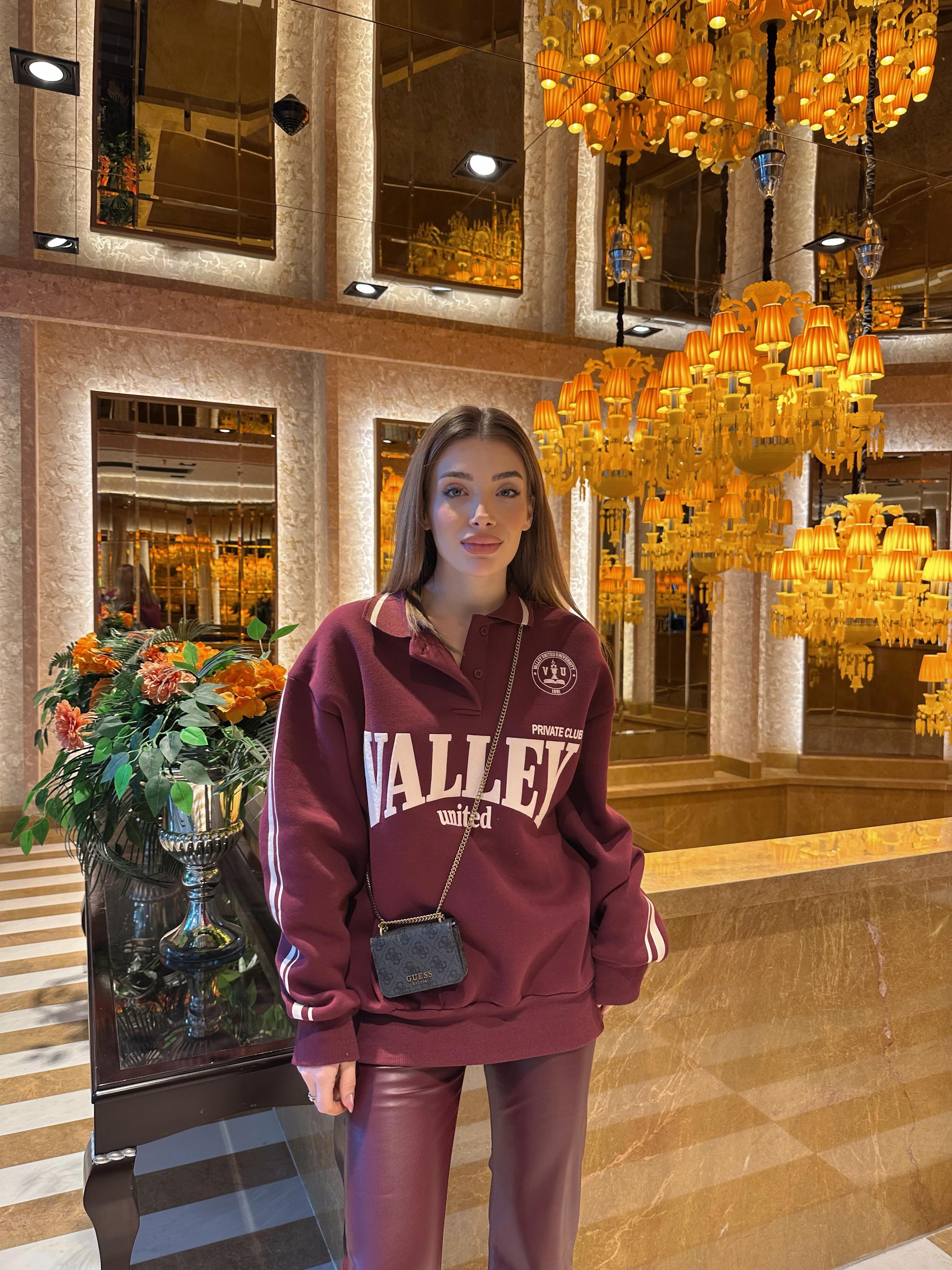 Marka Model Bordo Şardonlu Sweatshırt