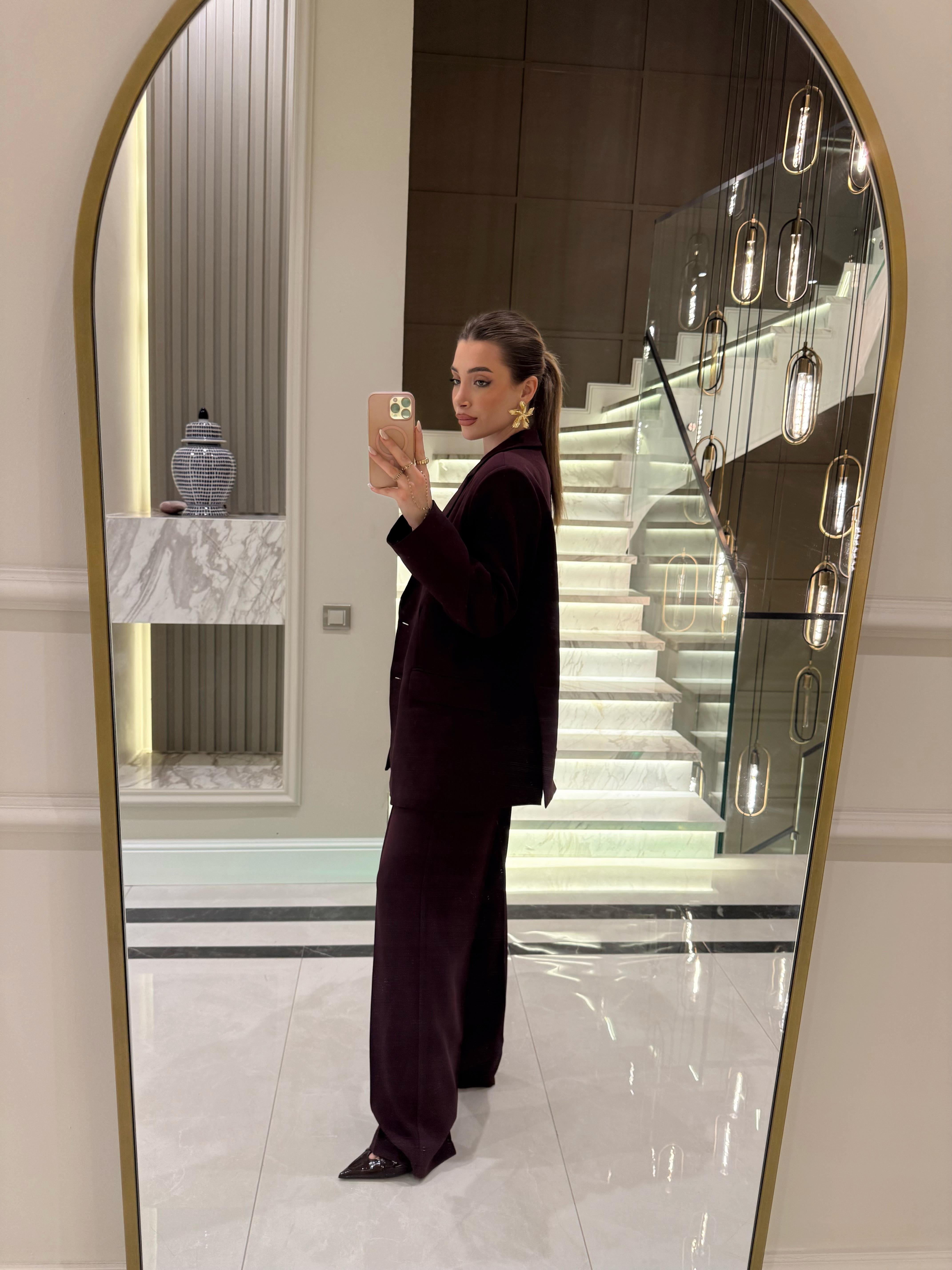 Mürdüm Blazer Ceket -Pantolon İkili Takım -9418