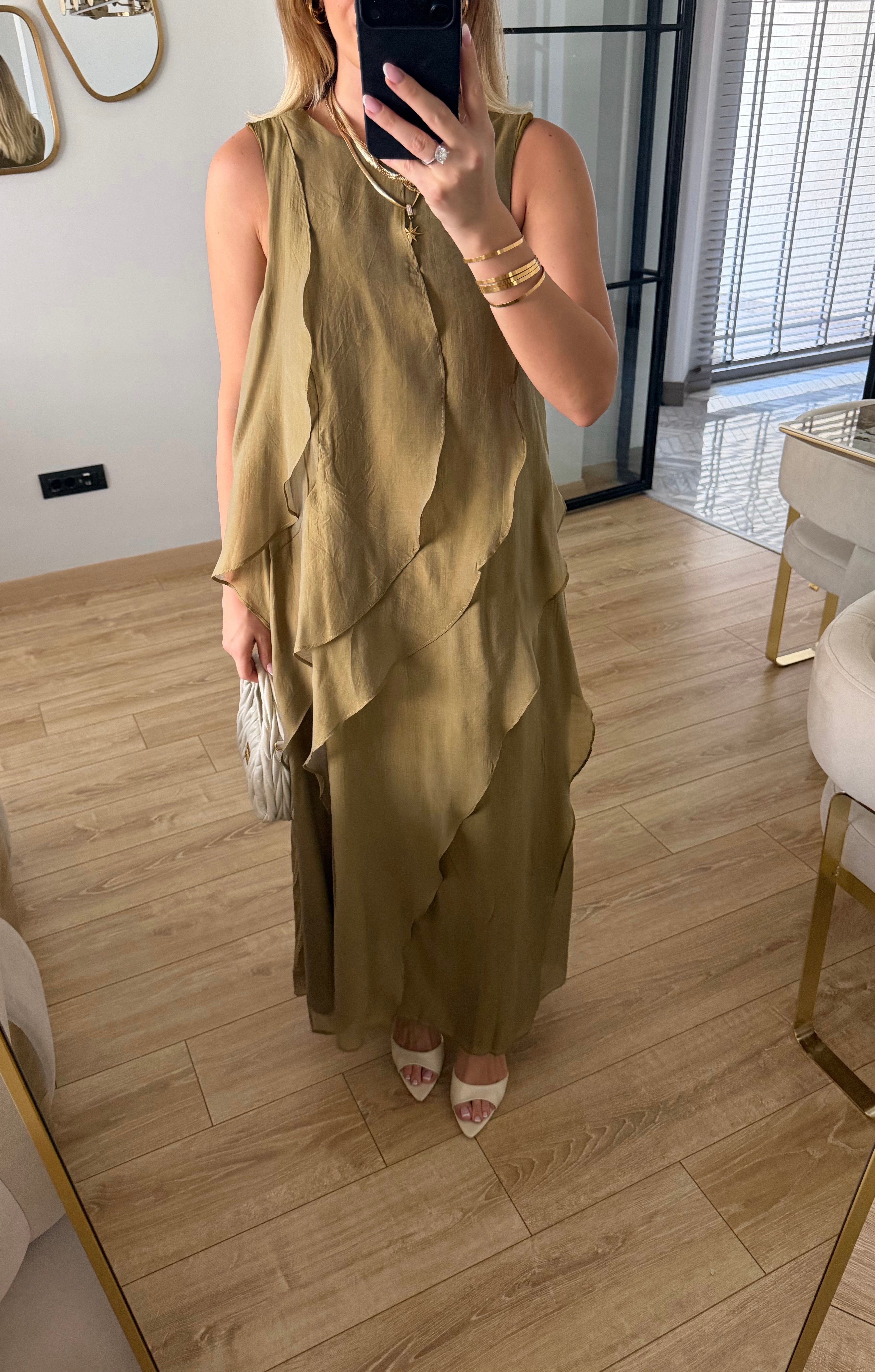 Olive Nora Fırfır Detaylı Elbise - 3450