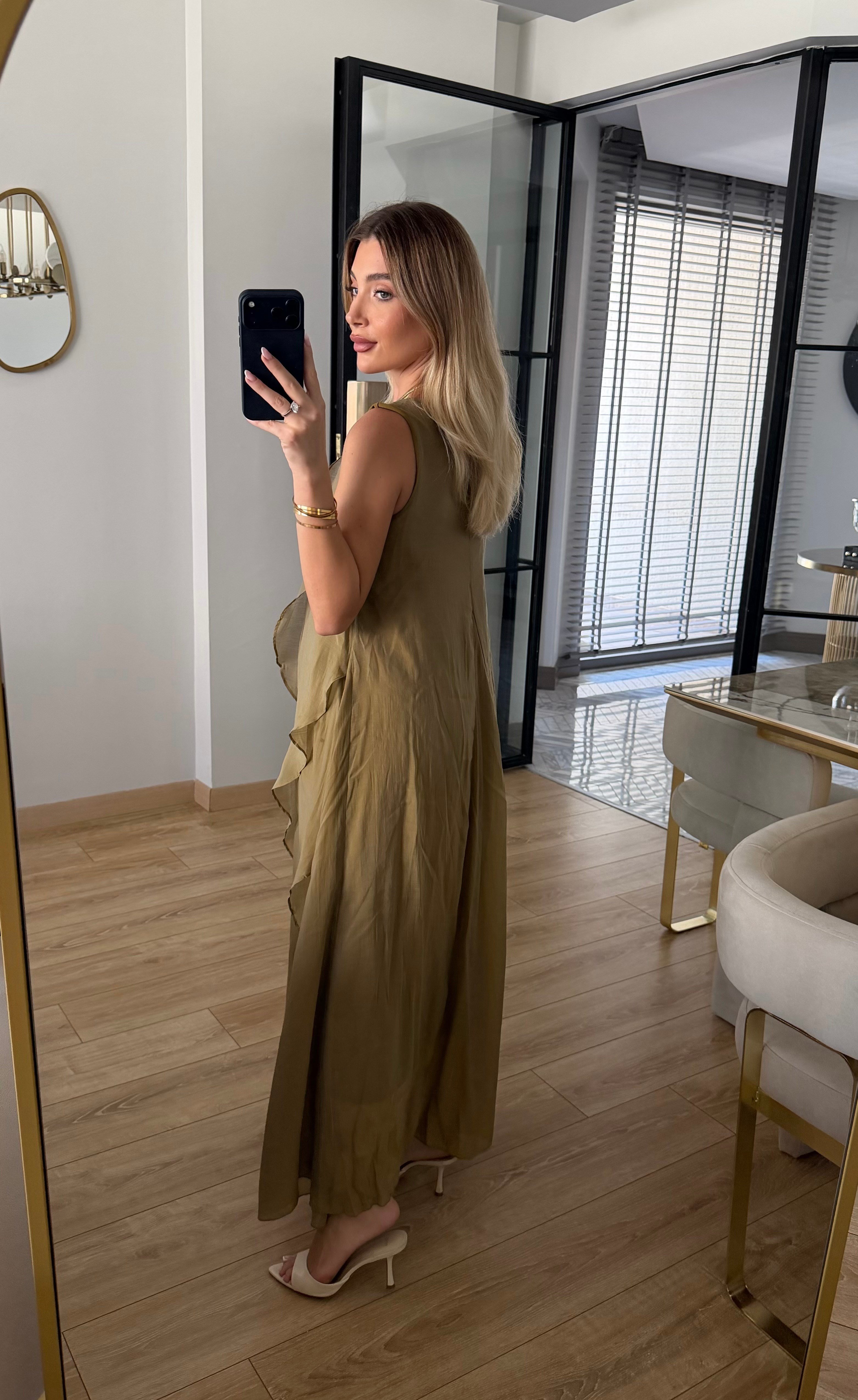 Olive Nora Fırfır Detaylı Elbise - 3450