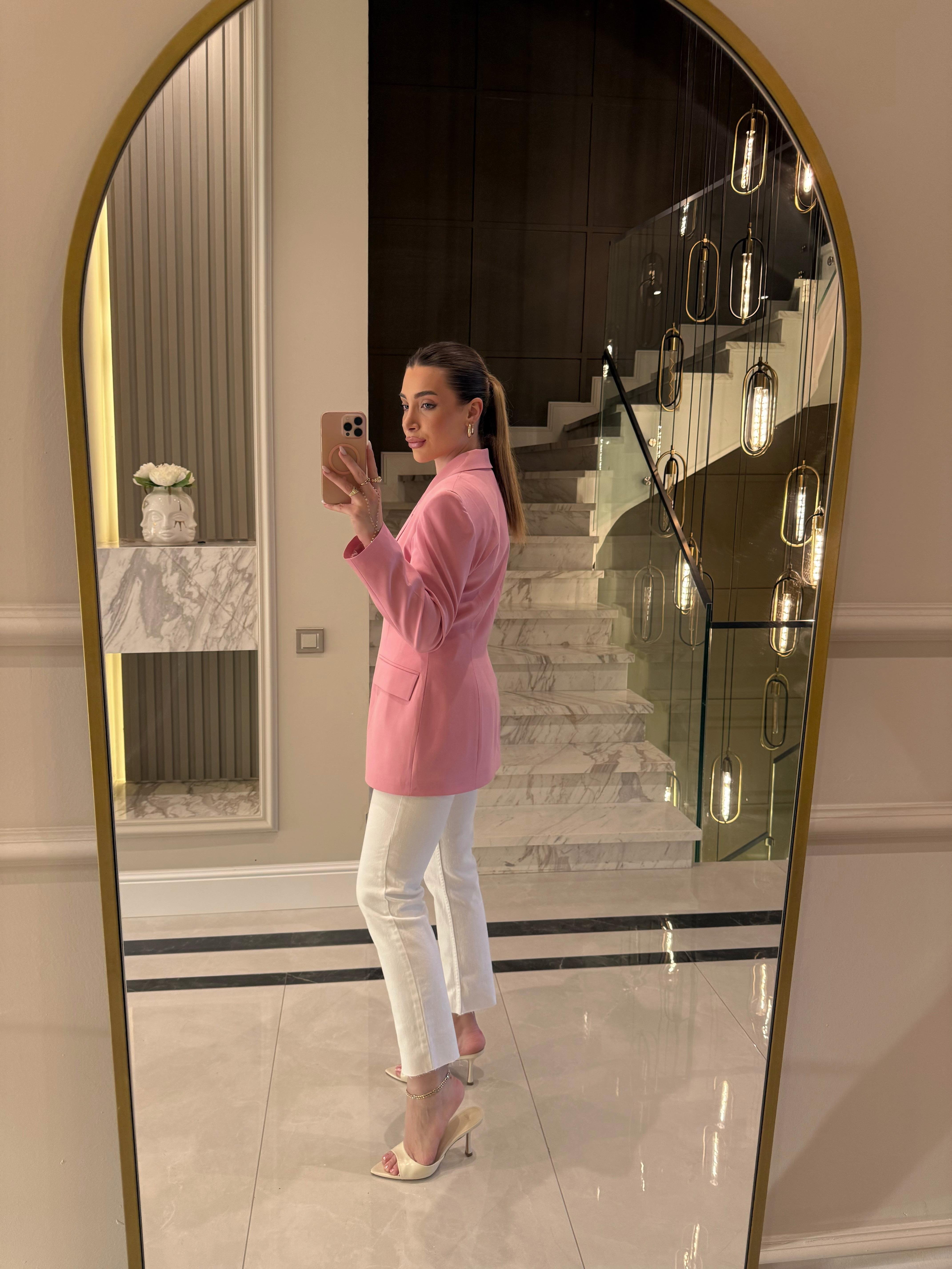 Pembe Nimes Blazer Ceket-04204