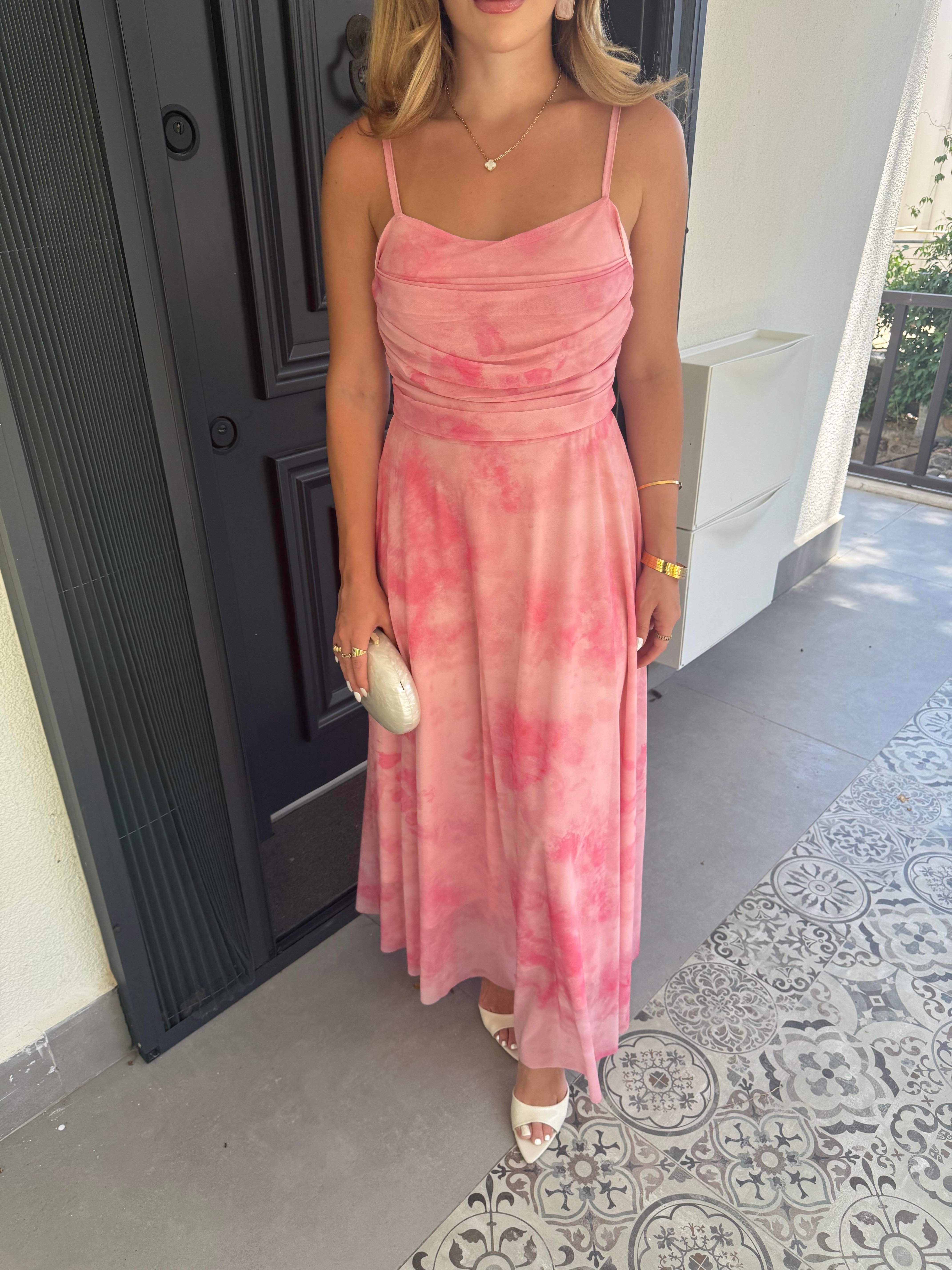 Pembe Sia Tül Elbise