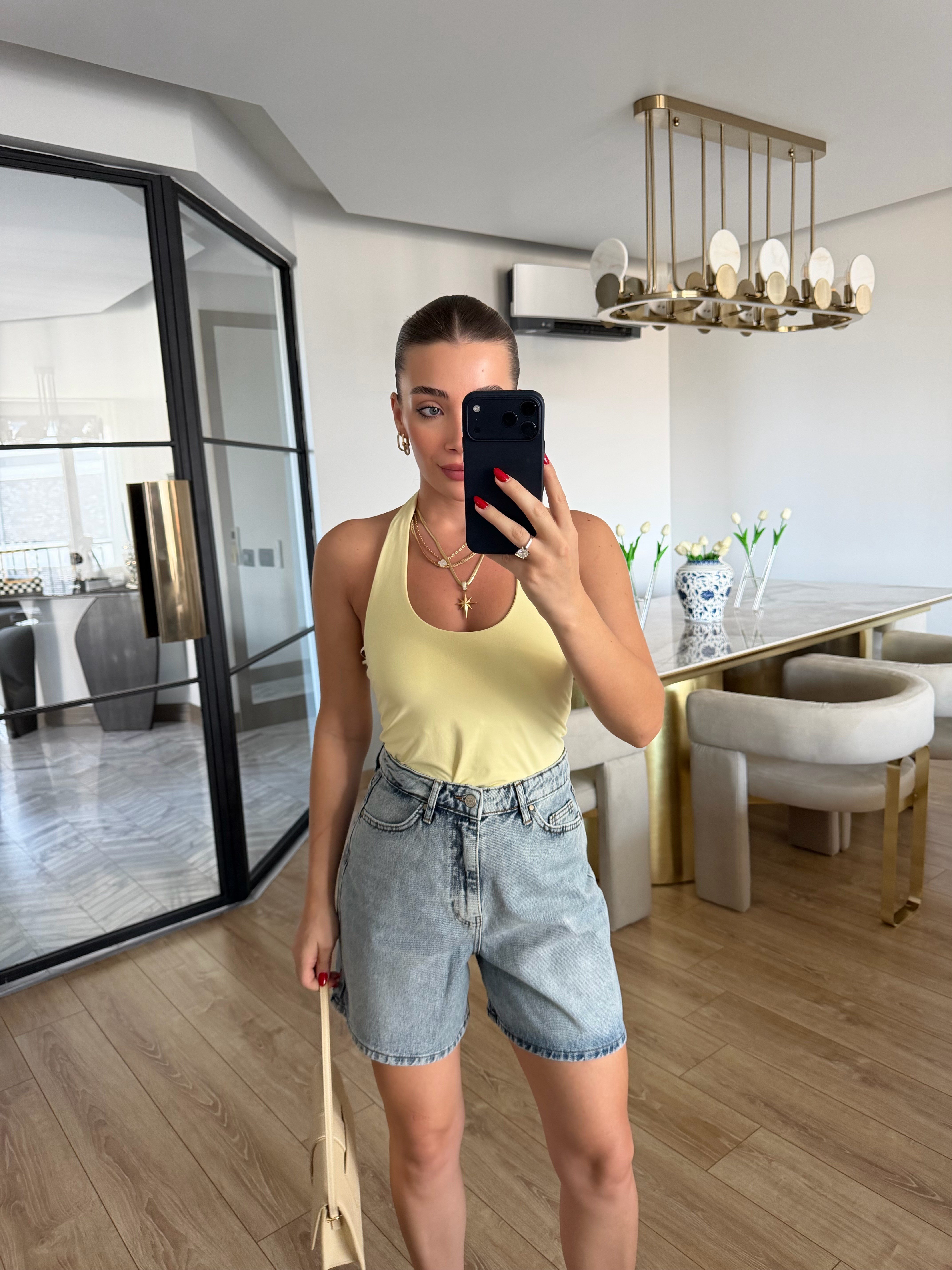 Sarı Halter Yaka Top - 31753