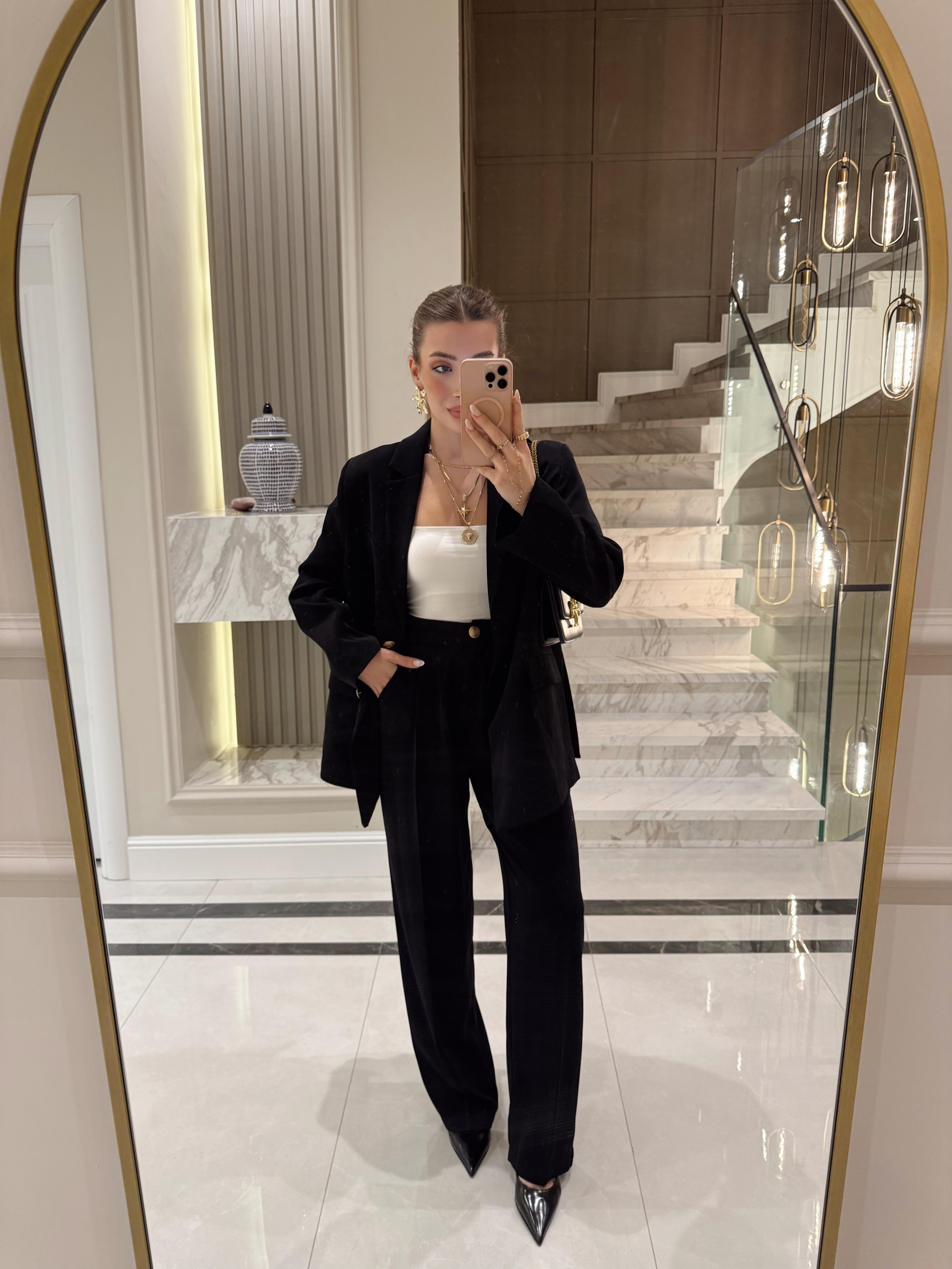 Siyah Blazer Ceket -Pantolon İkili Takım -9418
