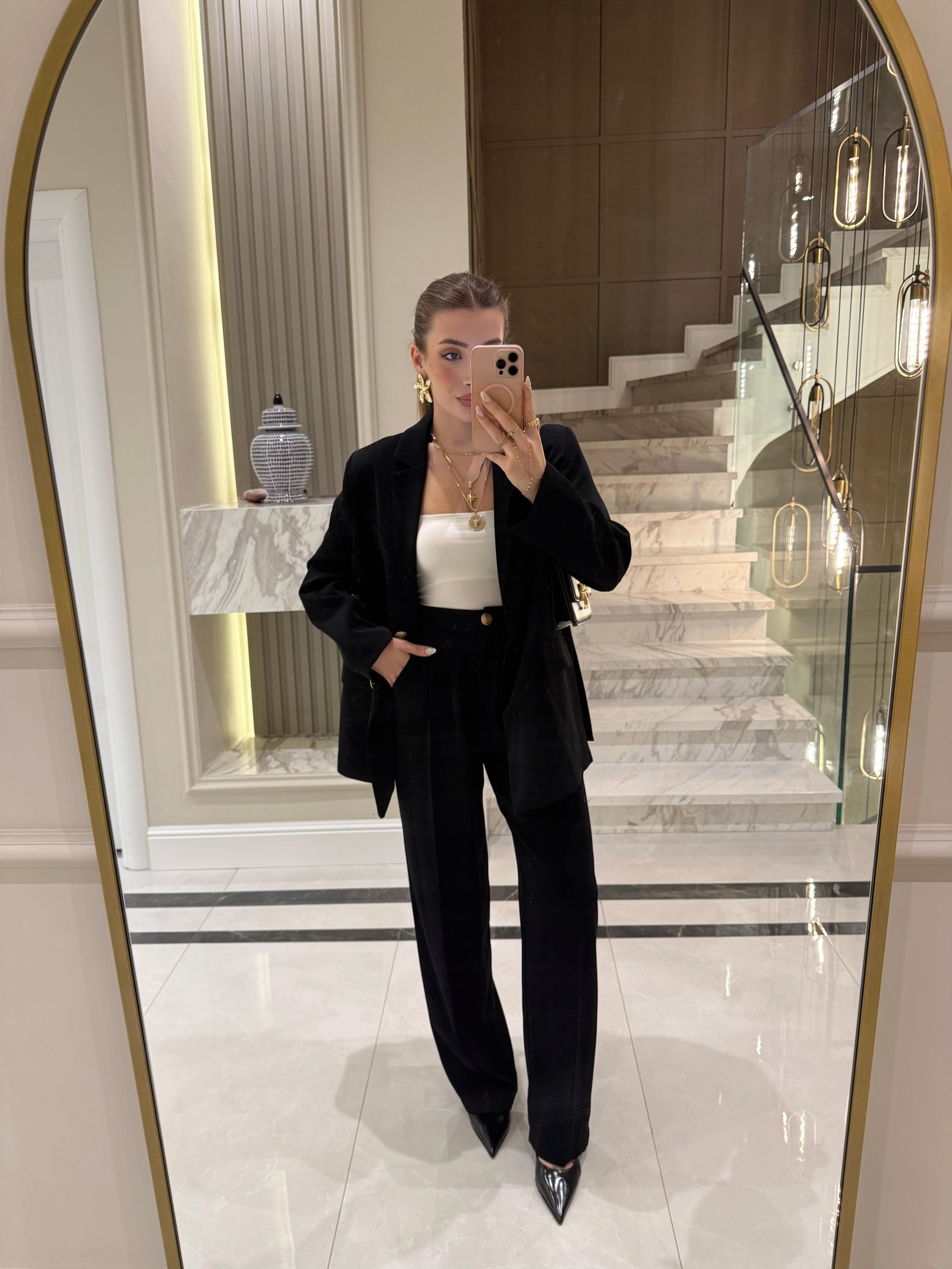 Siyah Blazer Ceket -Pantolon İkili Takım -9418