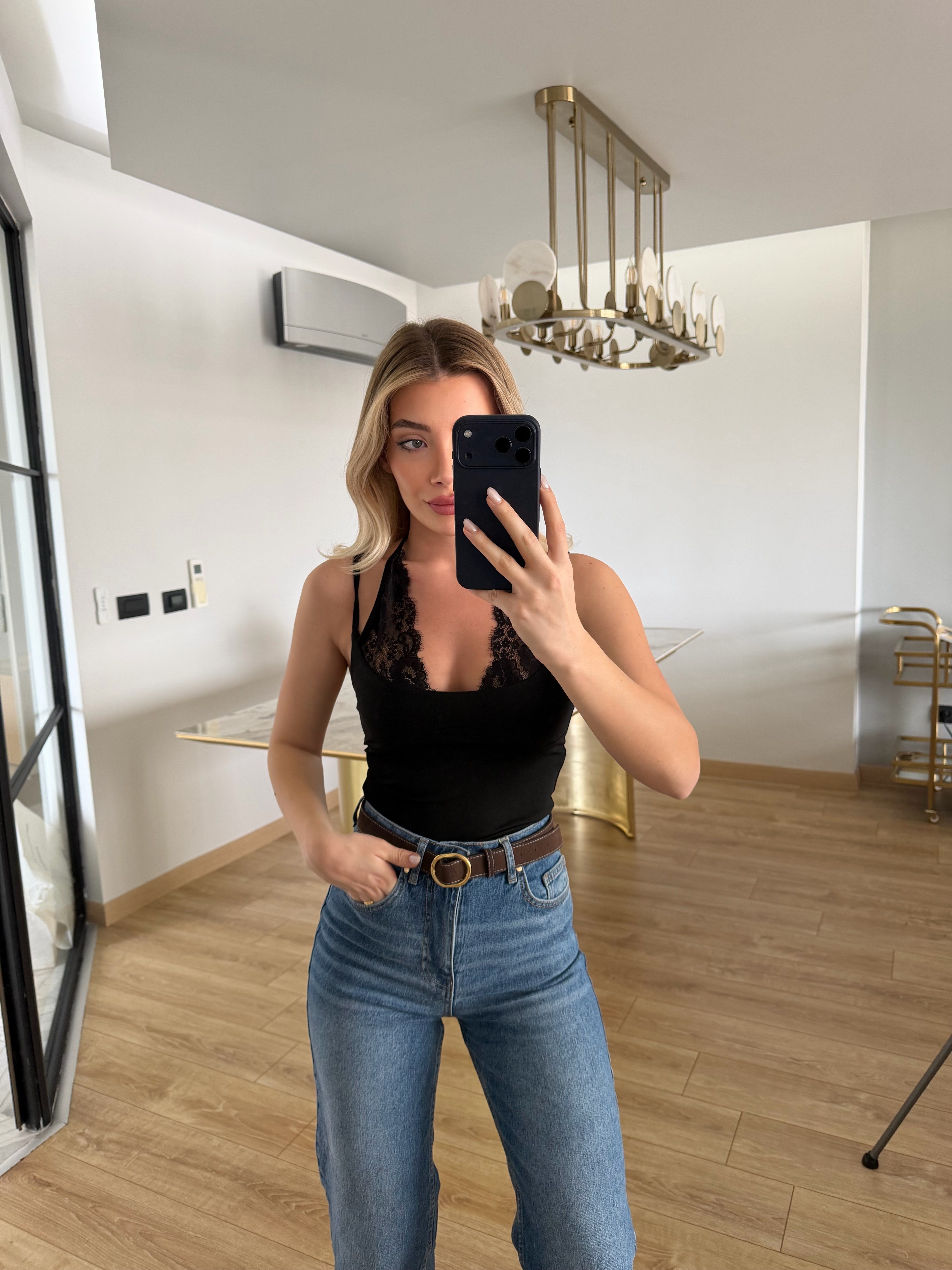 Siyah Dantelli Atlet-1011