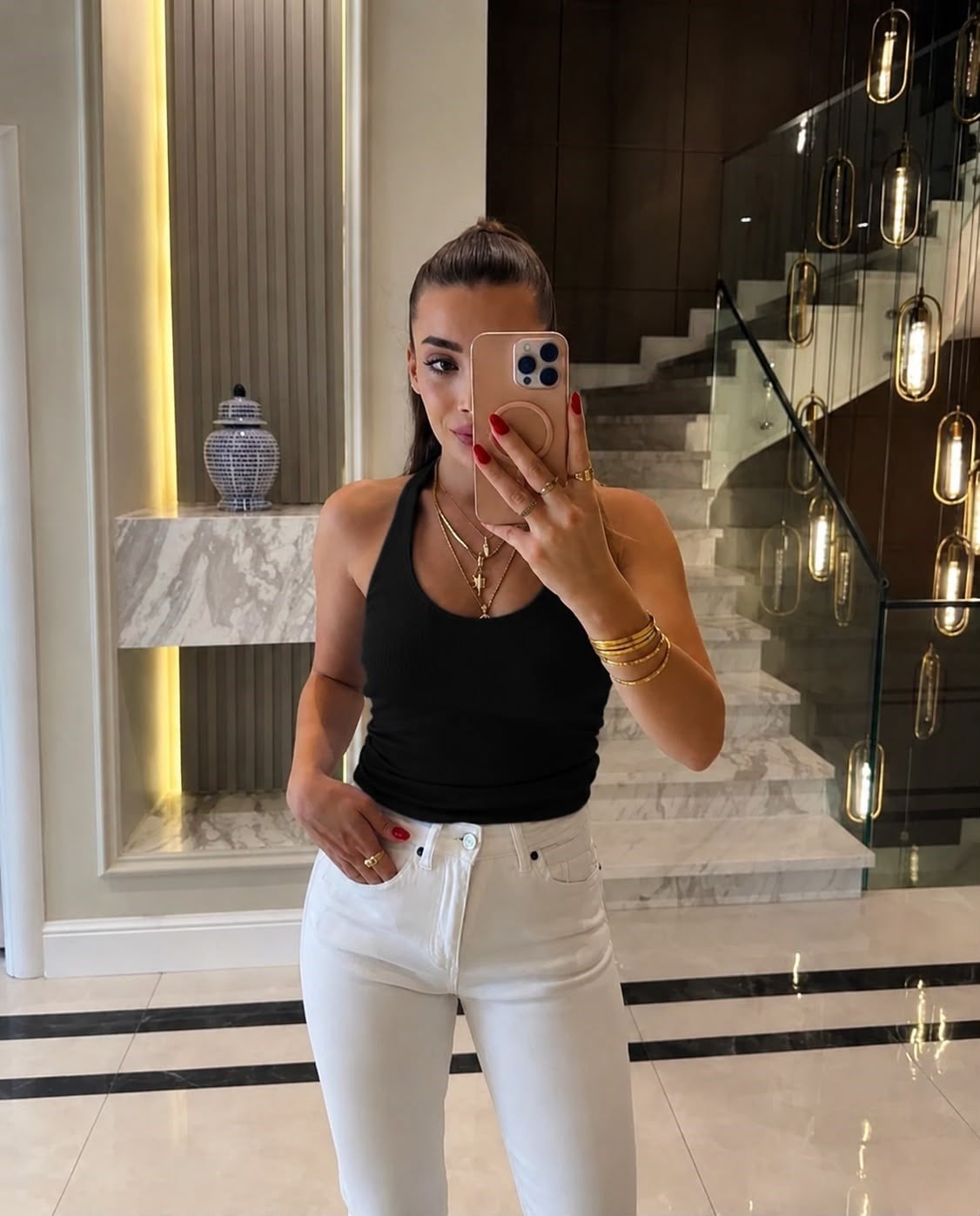Siyah Fitilli Halter Yaka Top -21052