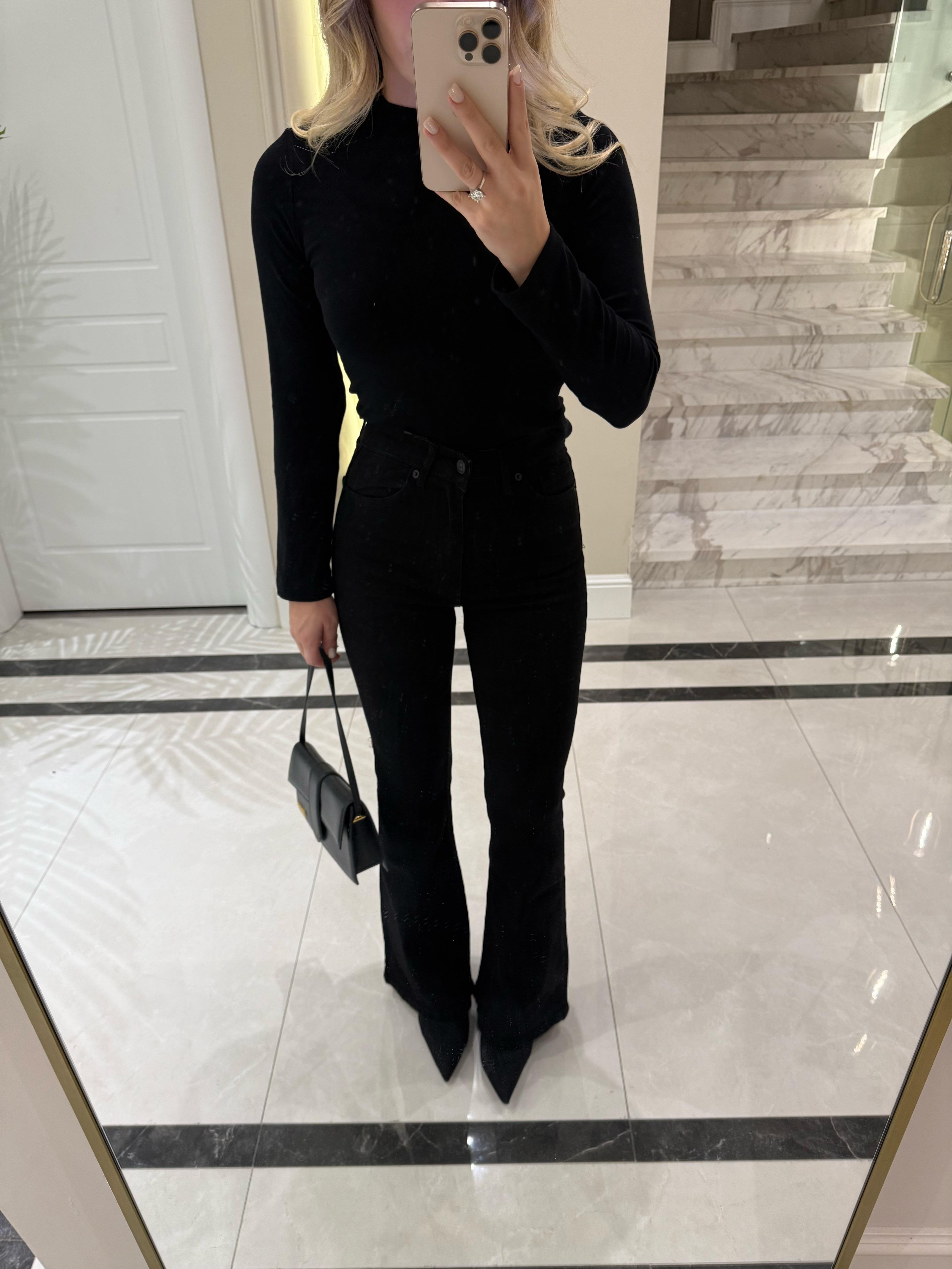 Siyah İspanyol Paça Jean