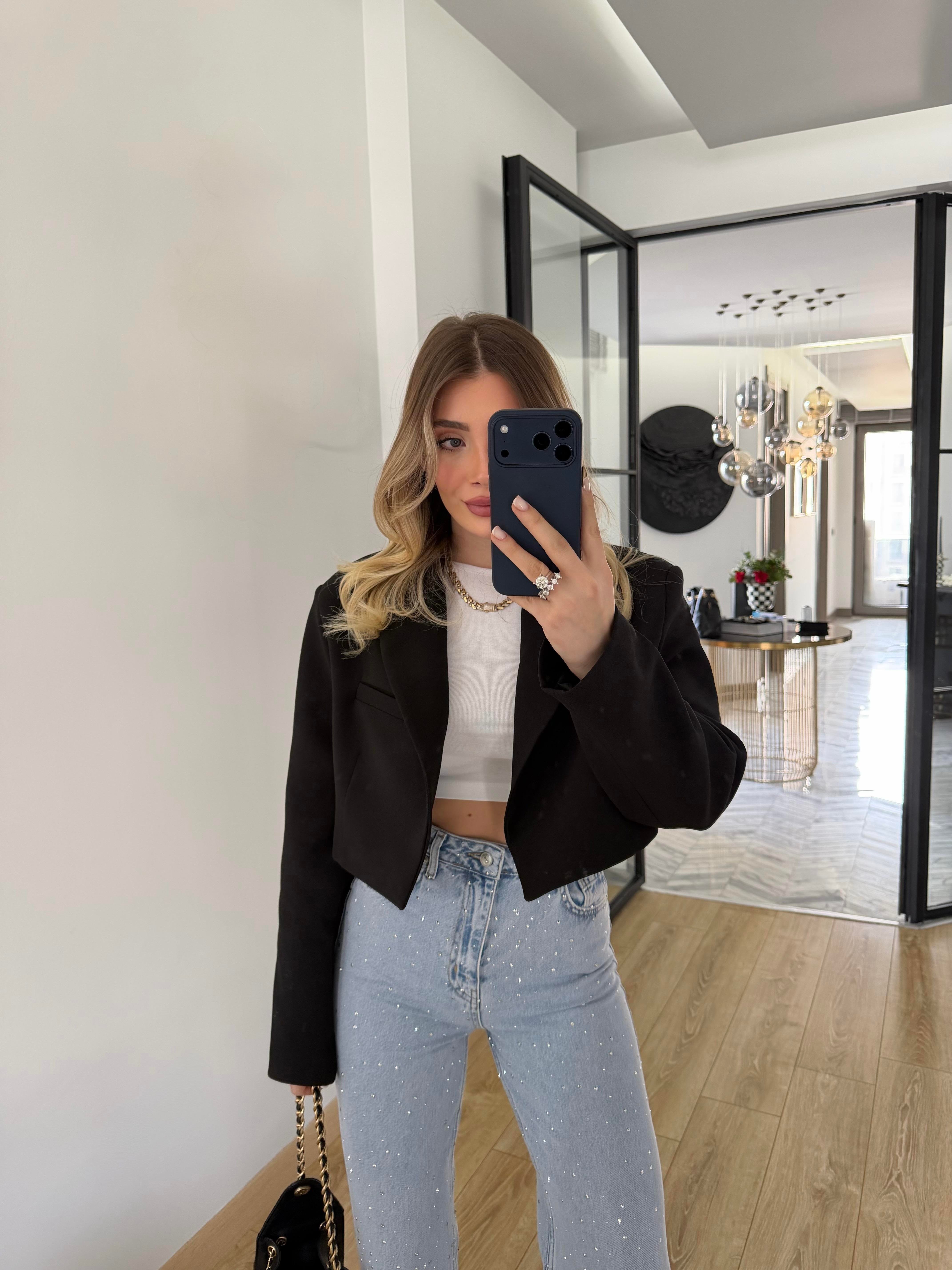 Siyah Kısa Ceket-9704