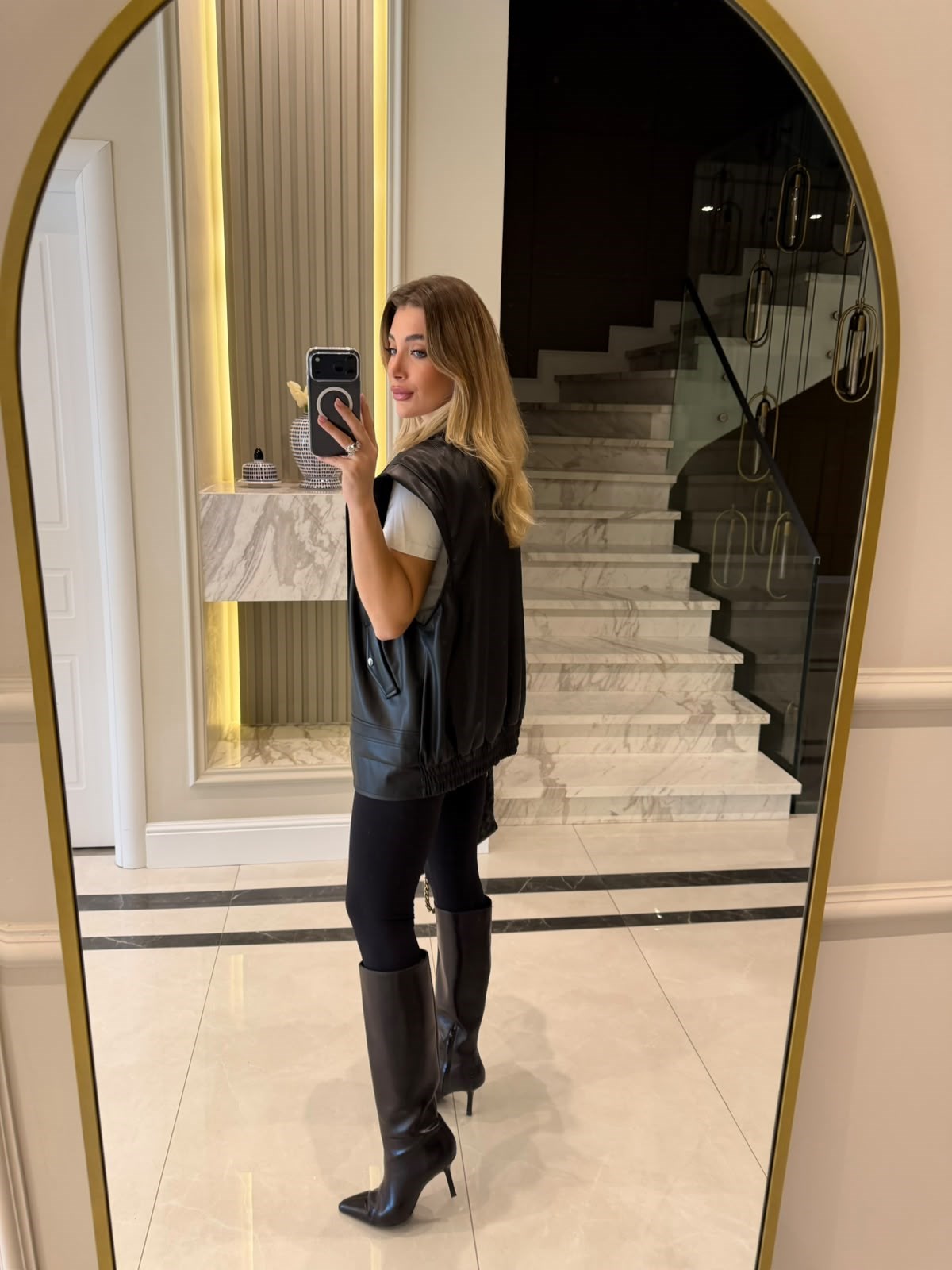 Siyah Oversize  Deri Yelek - 2073