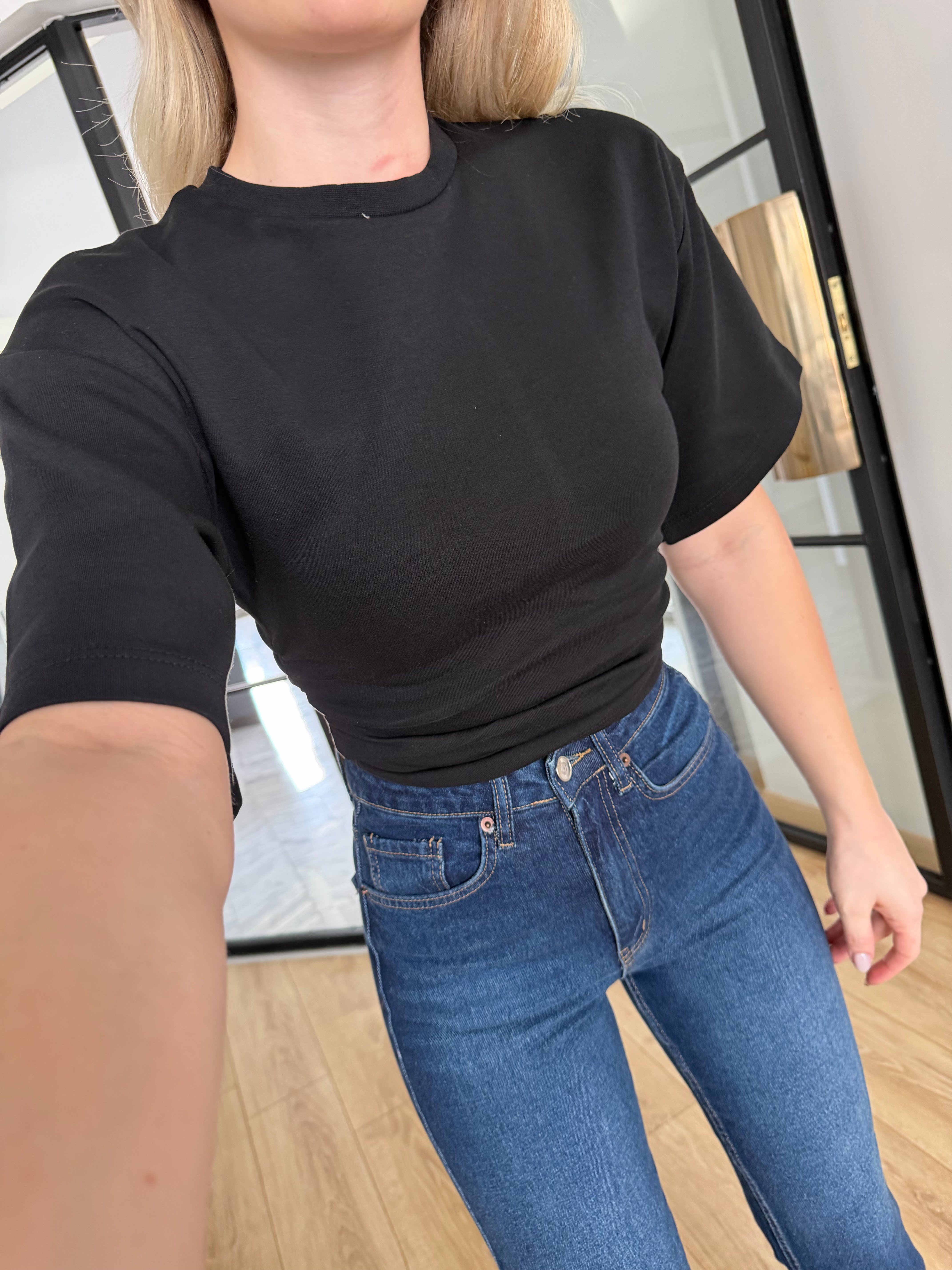 Siyah Yarasa Kol Tişört-1003