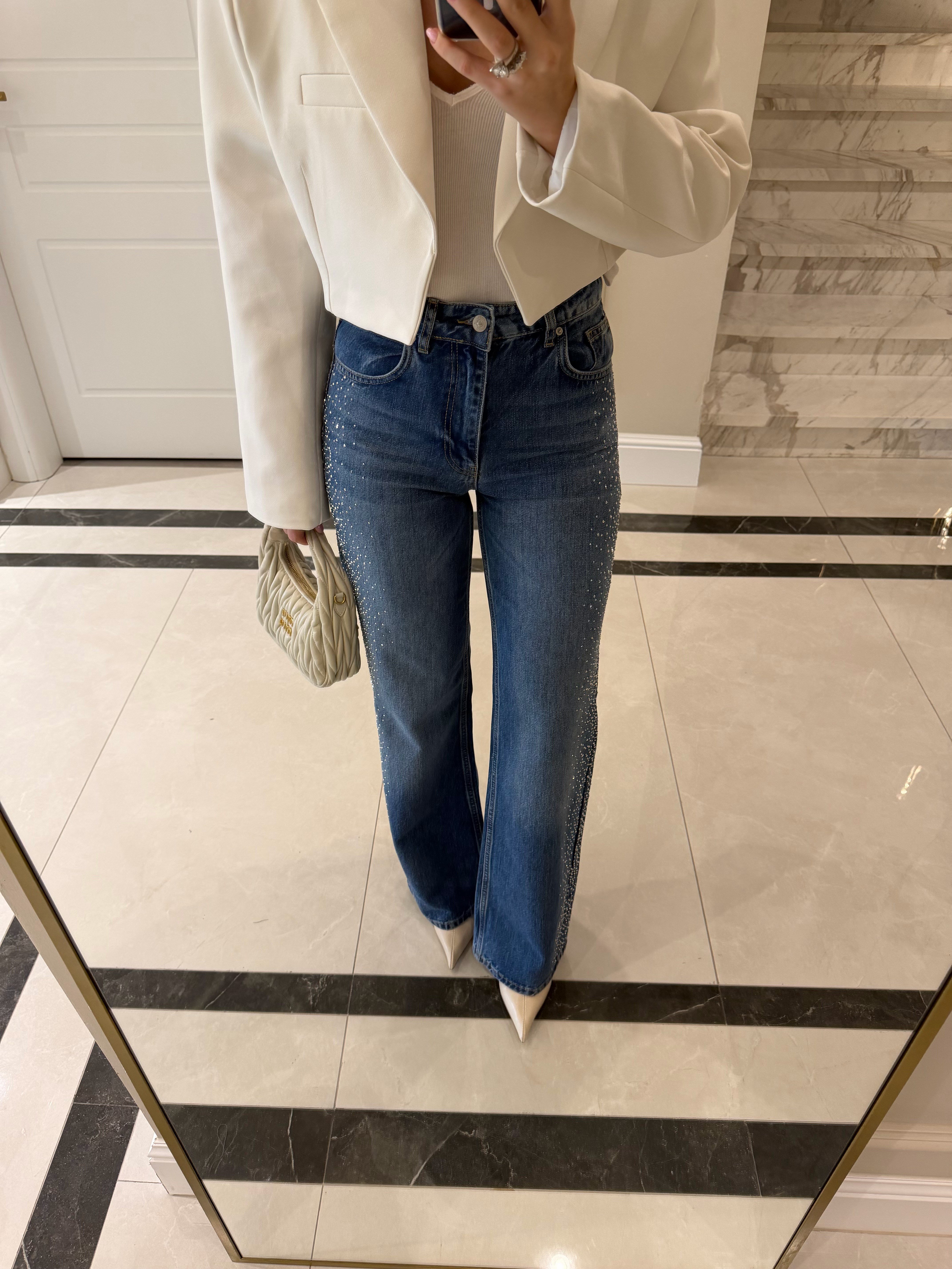 Taşlı Wideleg Pantolon