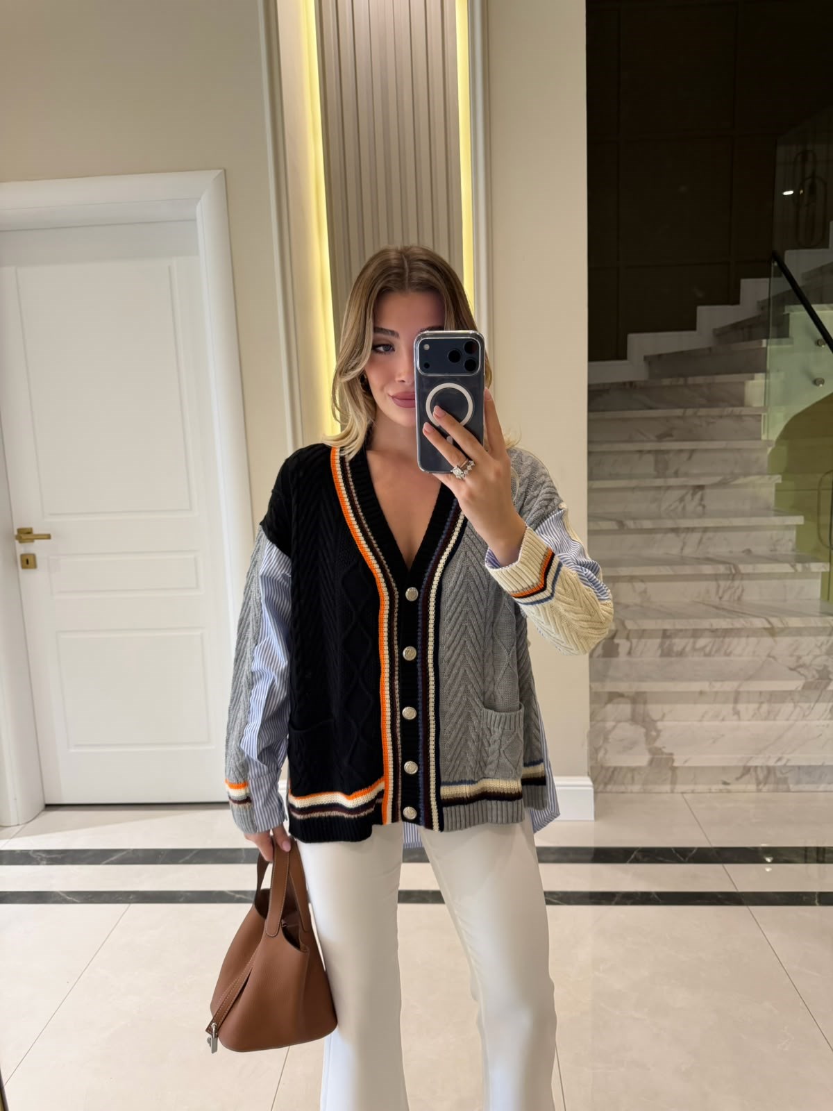 Triko Çizgili Hırka - 2599