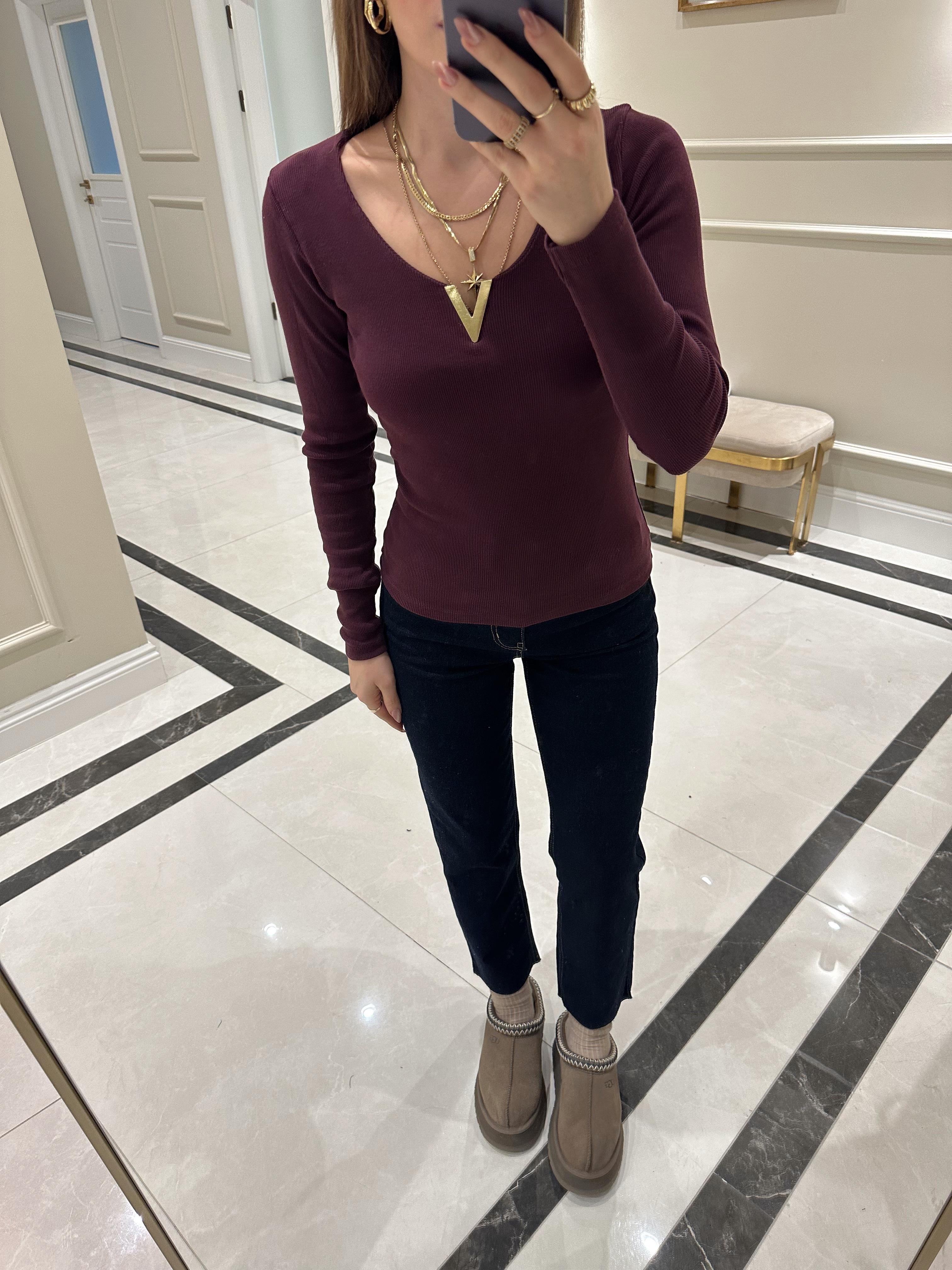 V Demir Aksesuarlı Mürdüm Fitilli Body
