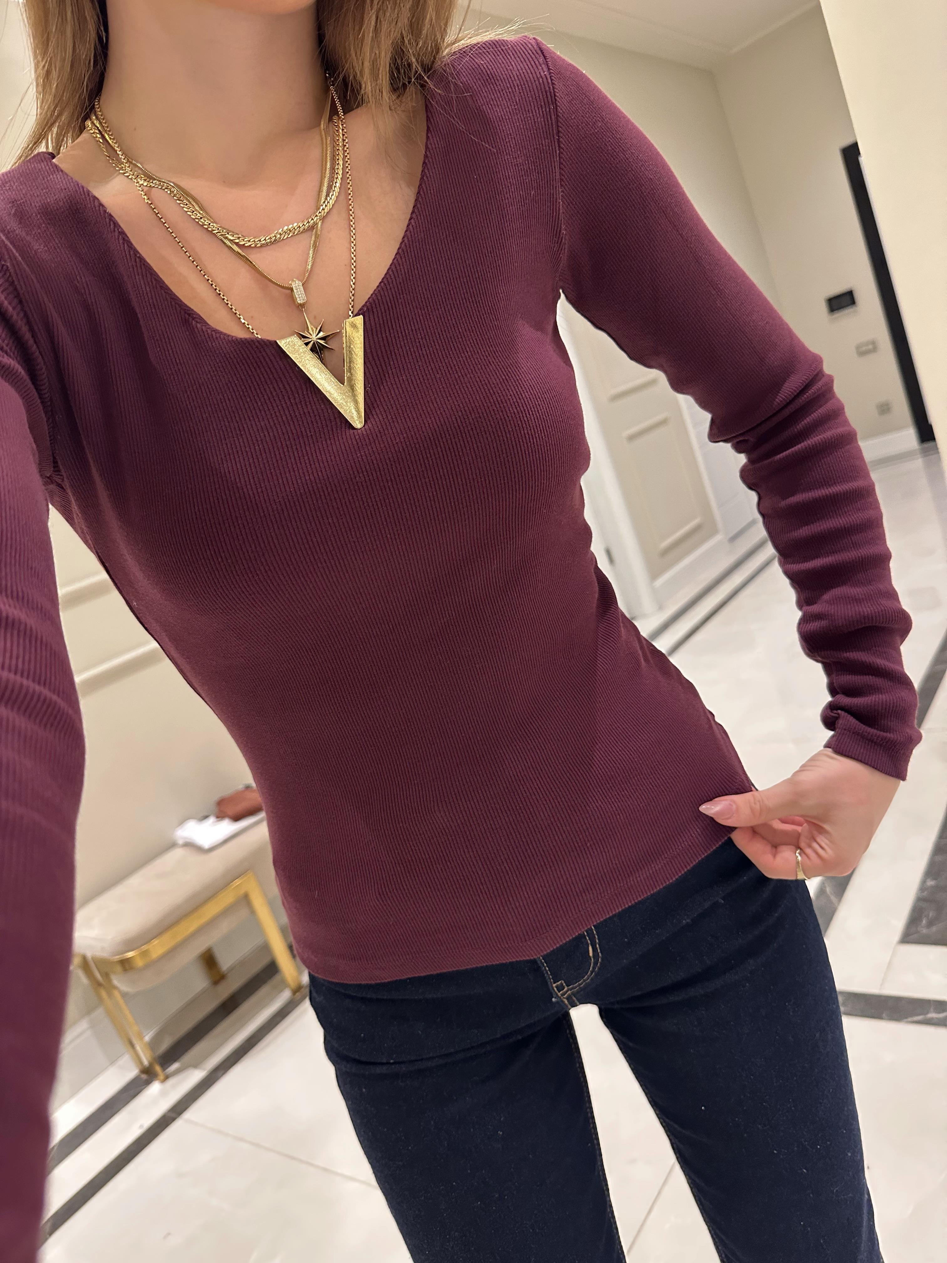 V Demir Aksesuarlı Mürdüm Fitilli Body
