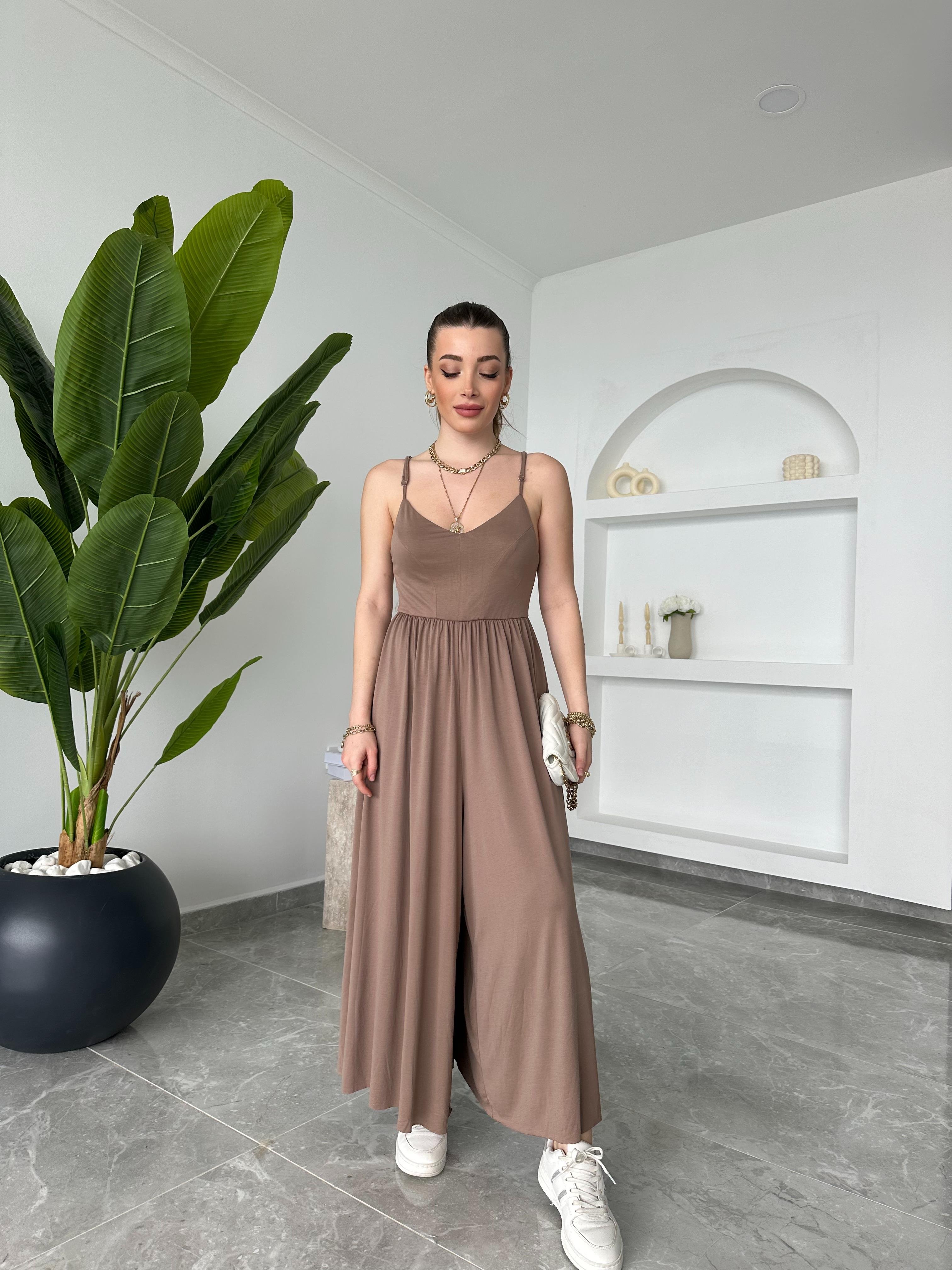 Vizon Modal Kumaş İp Askılı Tulum 