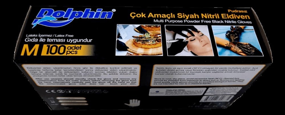 Dolphin Nitril Siyah Eldiven (M) 100'lü