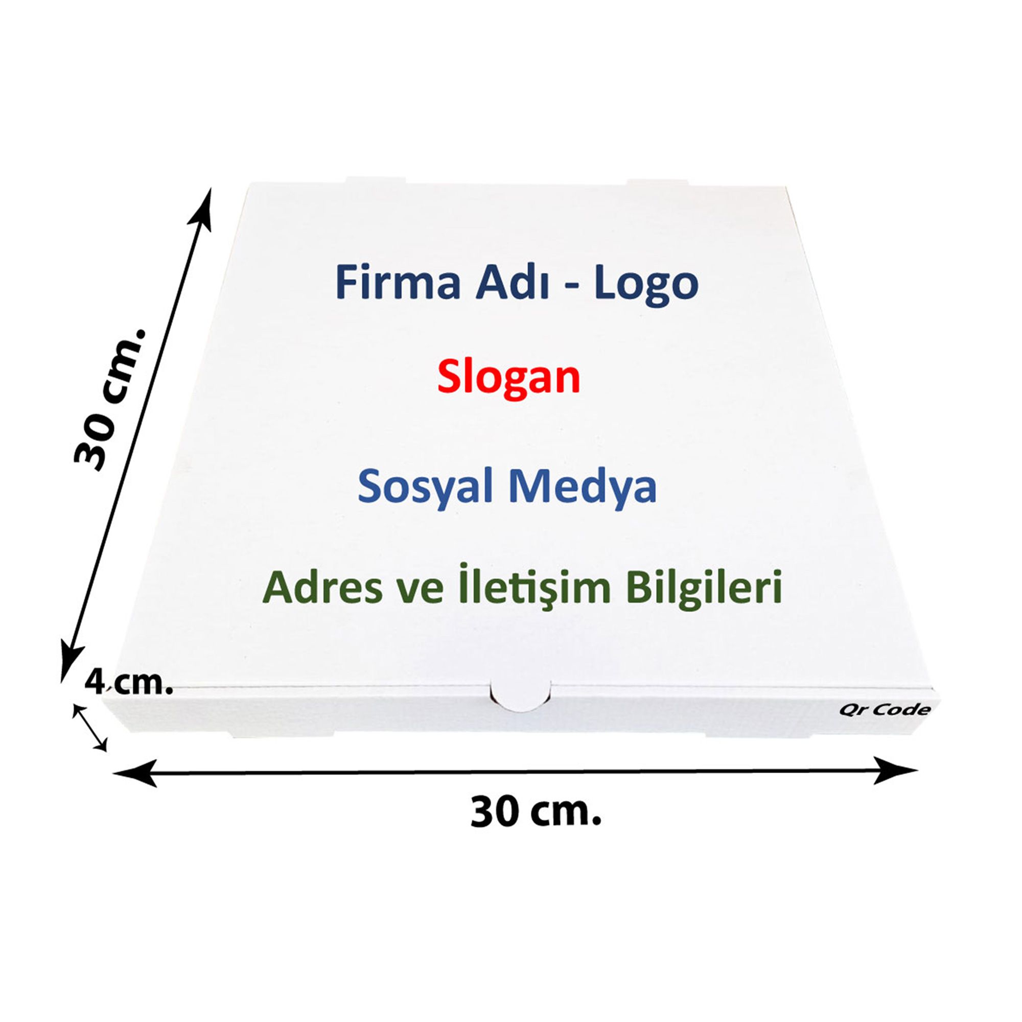 Firma Baskılı Beyaz Kutu 30x30x4 cm