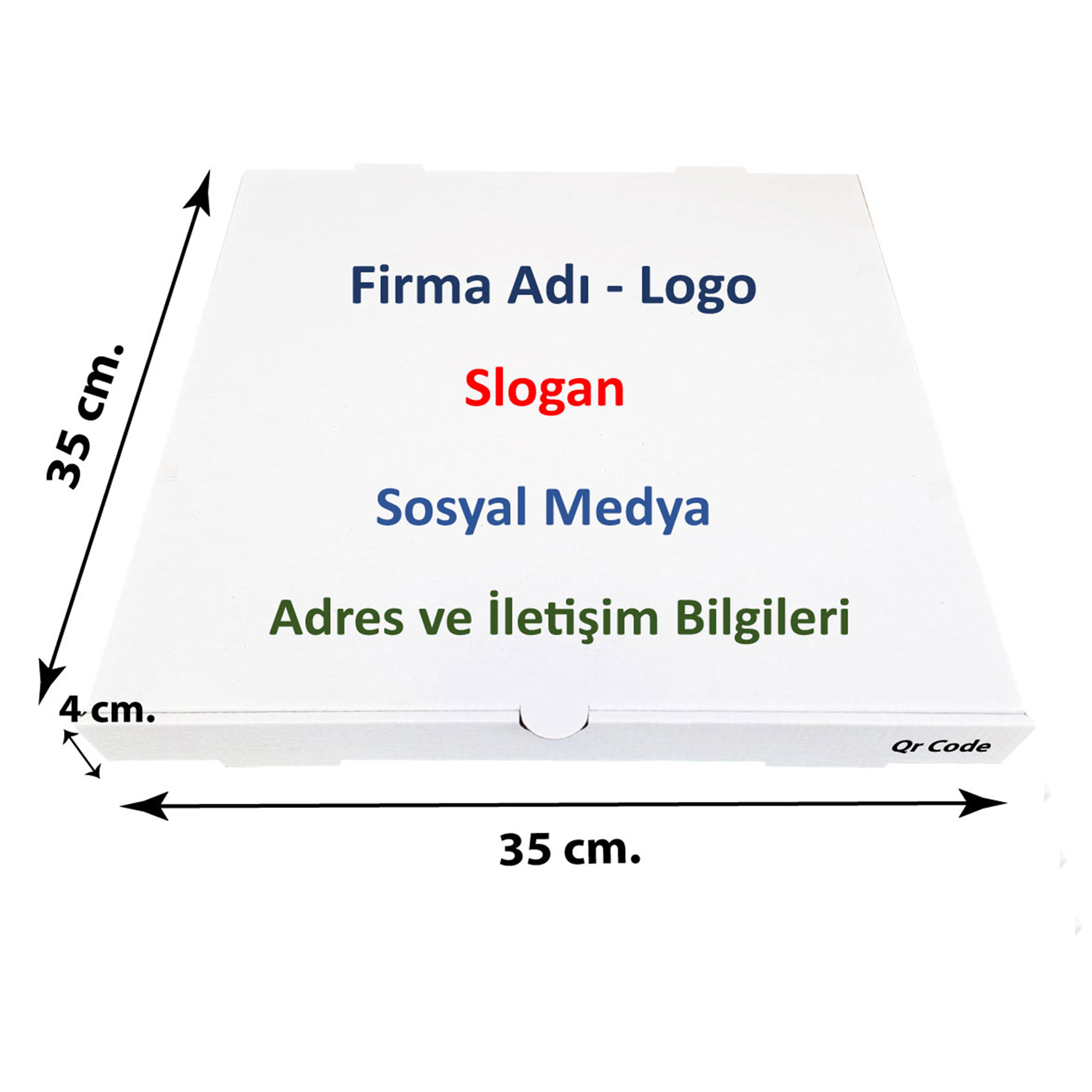 Firma Baskılı Beyaz Kutu 35x35x4 cm