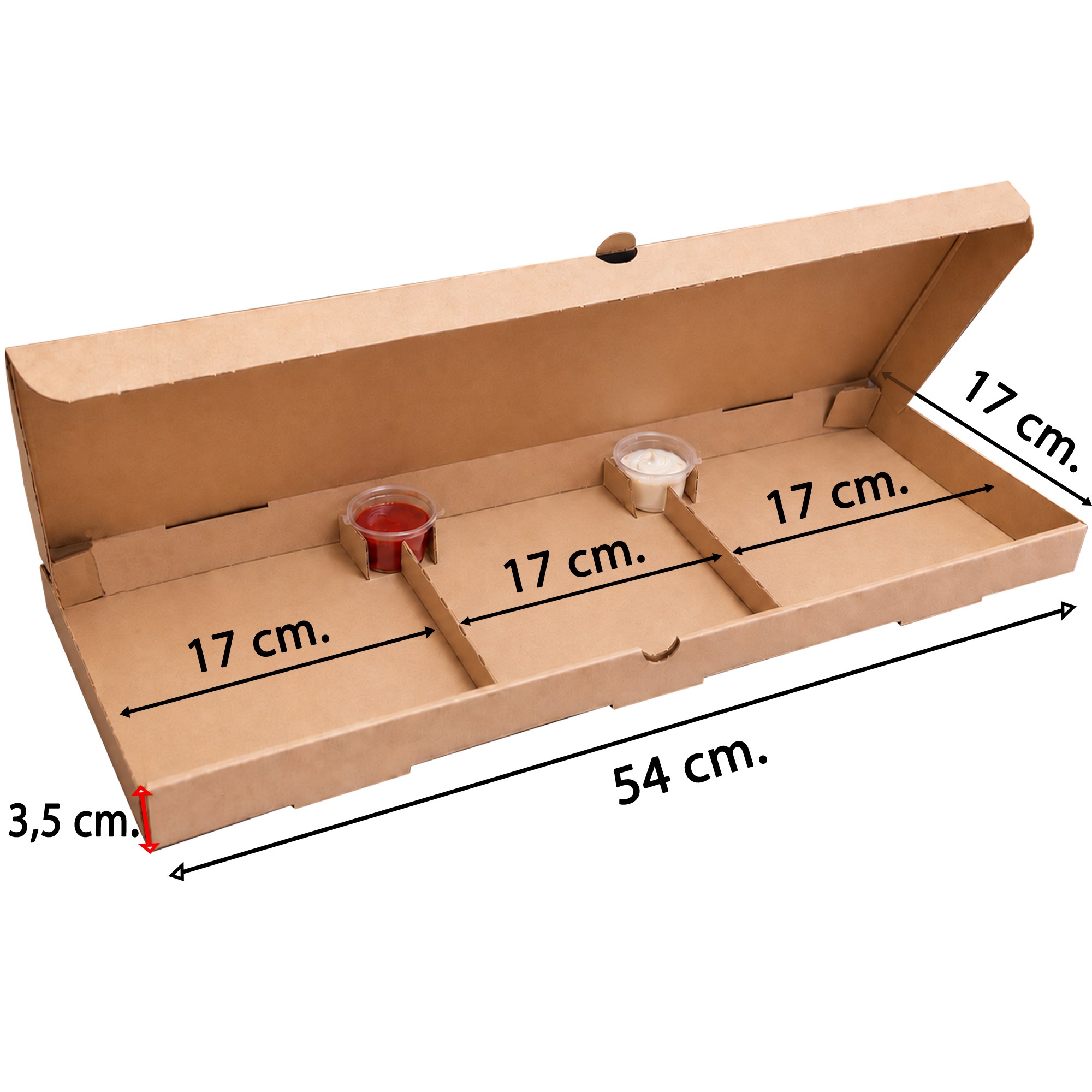 Firma Baskılı Karft Kutu 3'lü Pizza 54x17x3.5 cm.