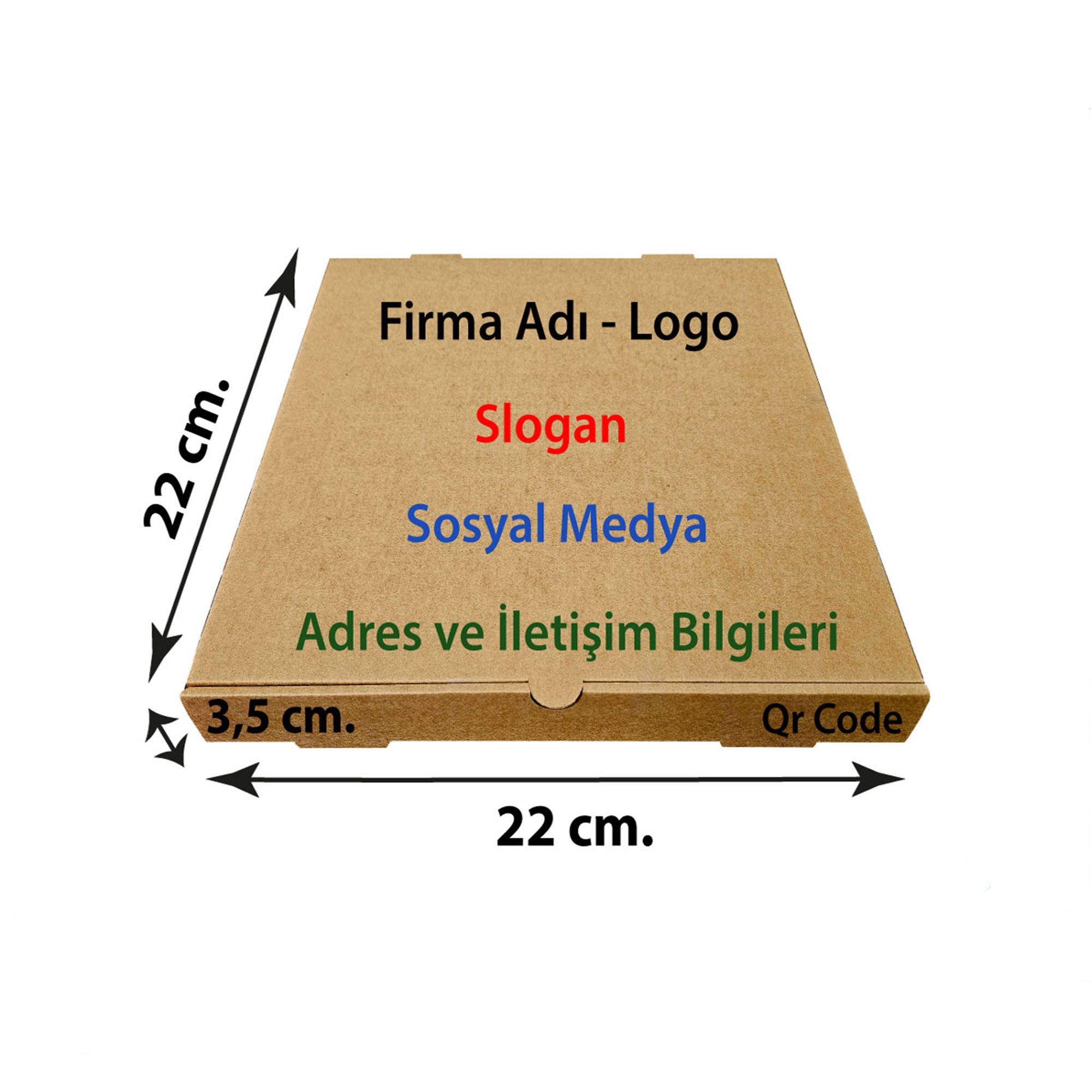 Firma Baskılı Kraft Kutu 22x22x3,5 cm 