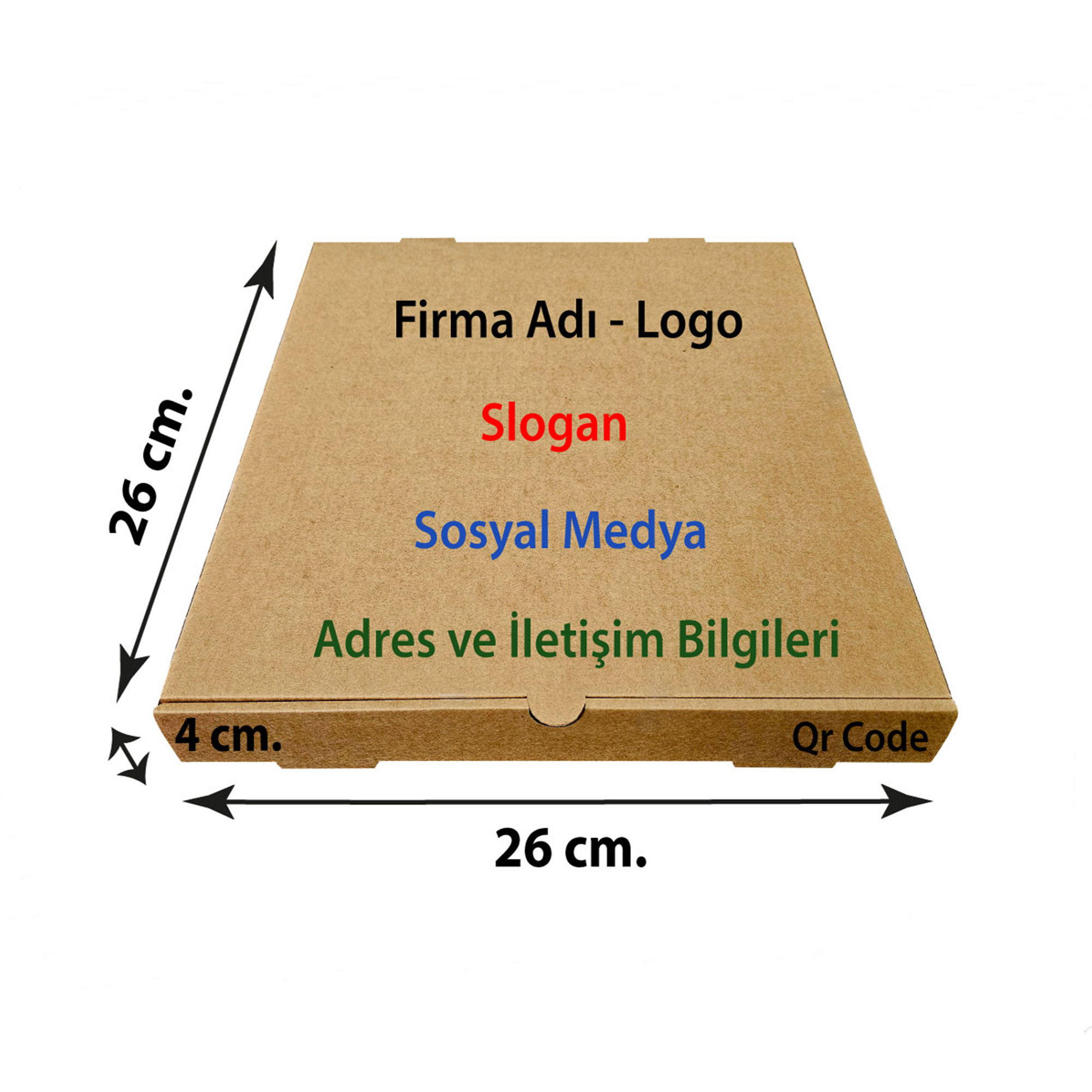 Firma Baskılı Kraft Kutu 26x26x4 cm 