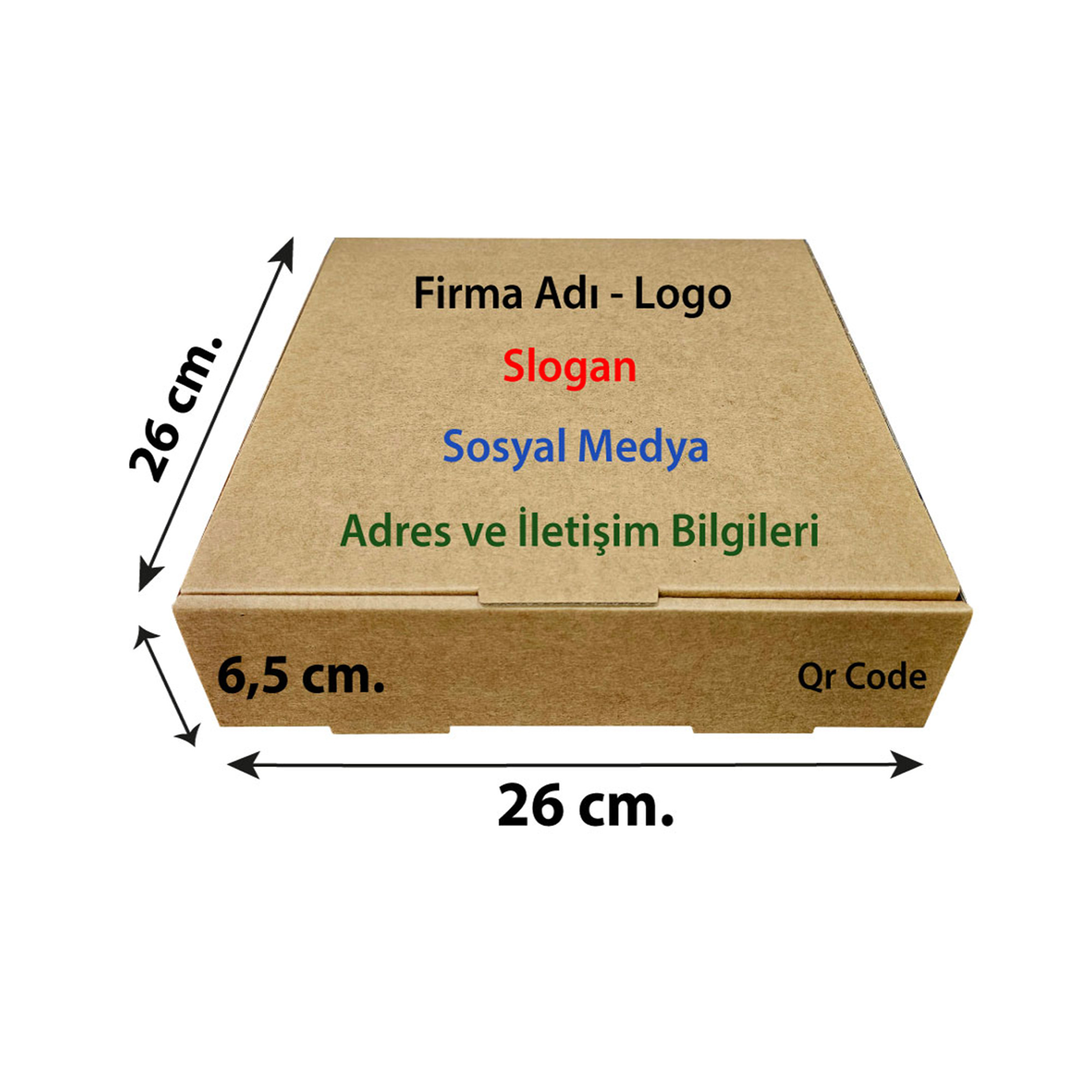 Firma Baskılı Kraft Kutu 26x26x6,5 cm